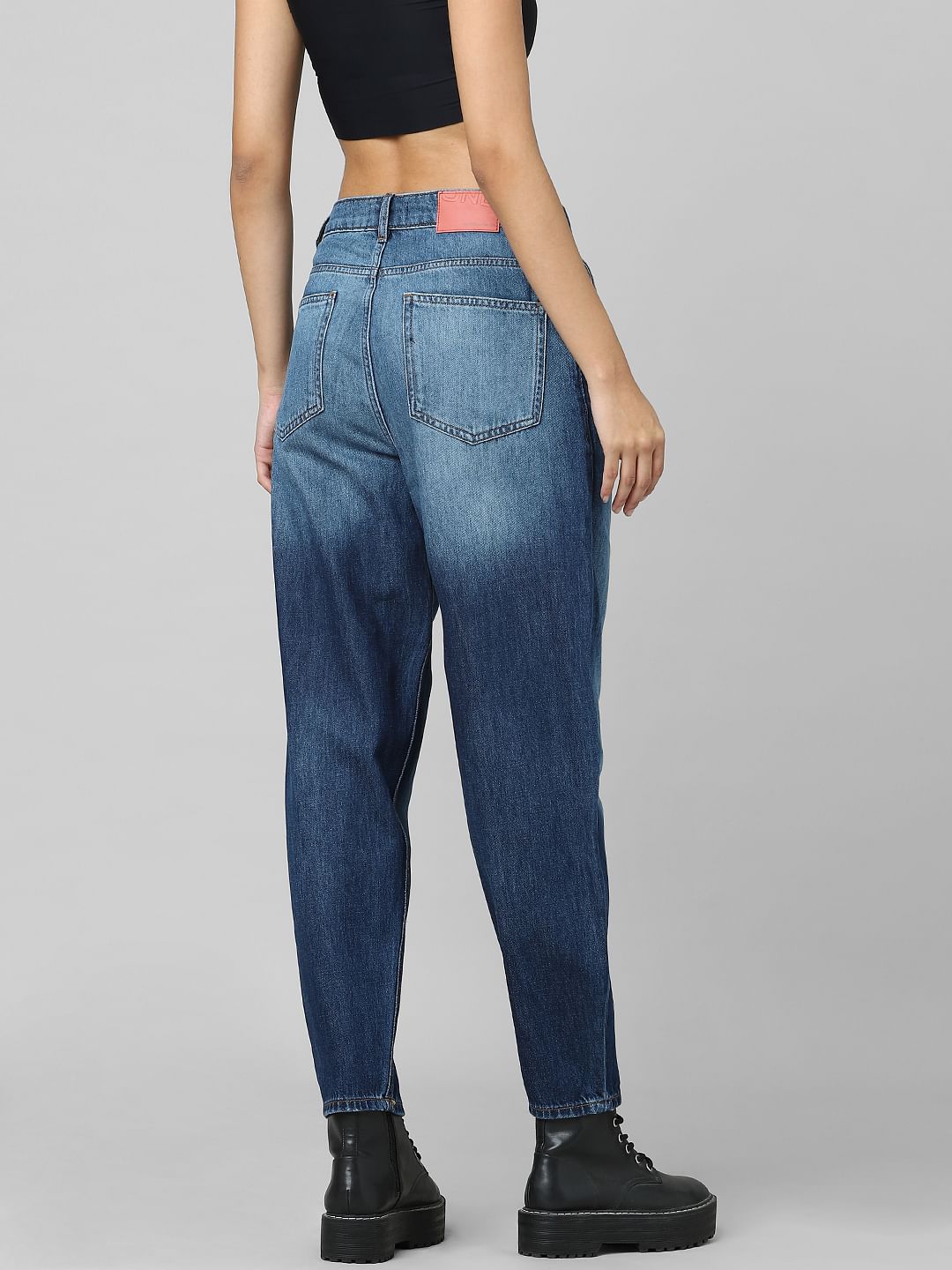 Unique Dark Blue Mid Rise Balloon Fit Jeans