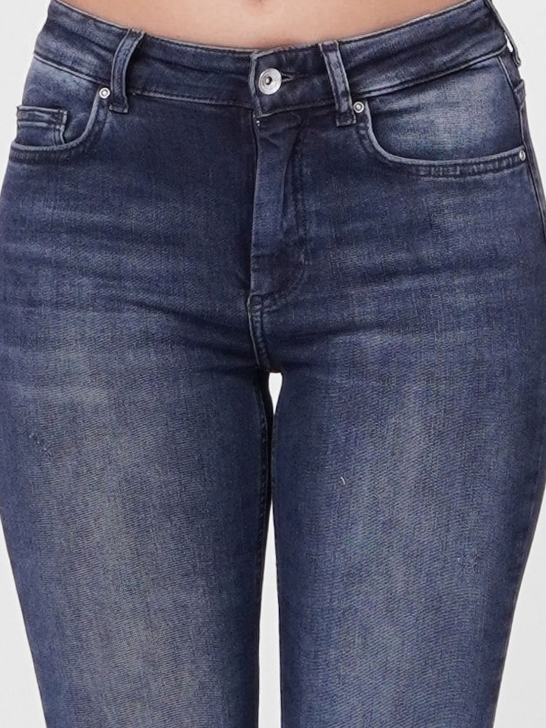 Blue Mid Rise Flared Jeans