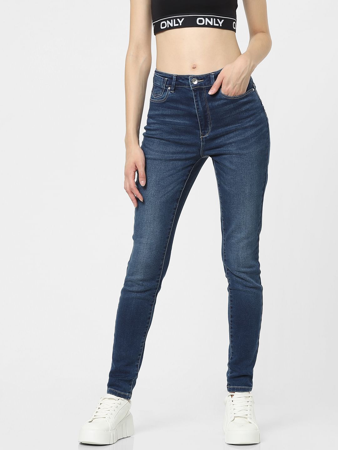 Blue High Rise Skinny Jeans