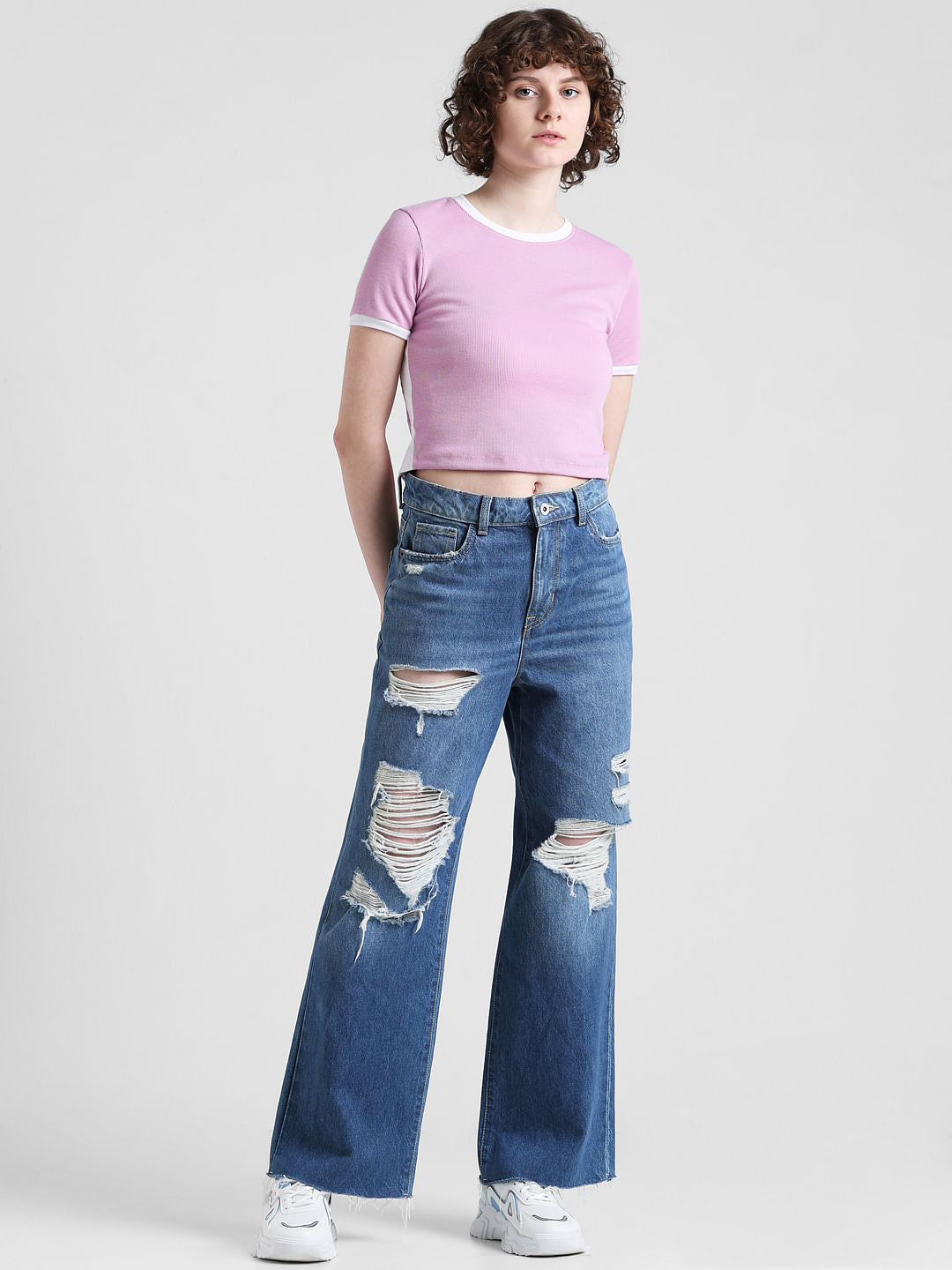 Lavender Ribbed Cropped Top