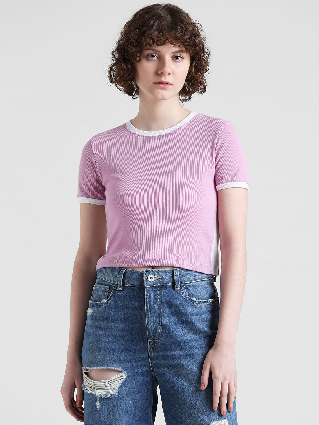 Lavender Ribbed Cropped Top