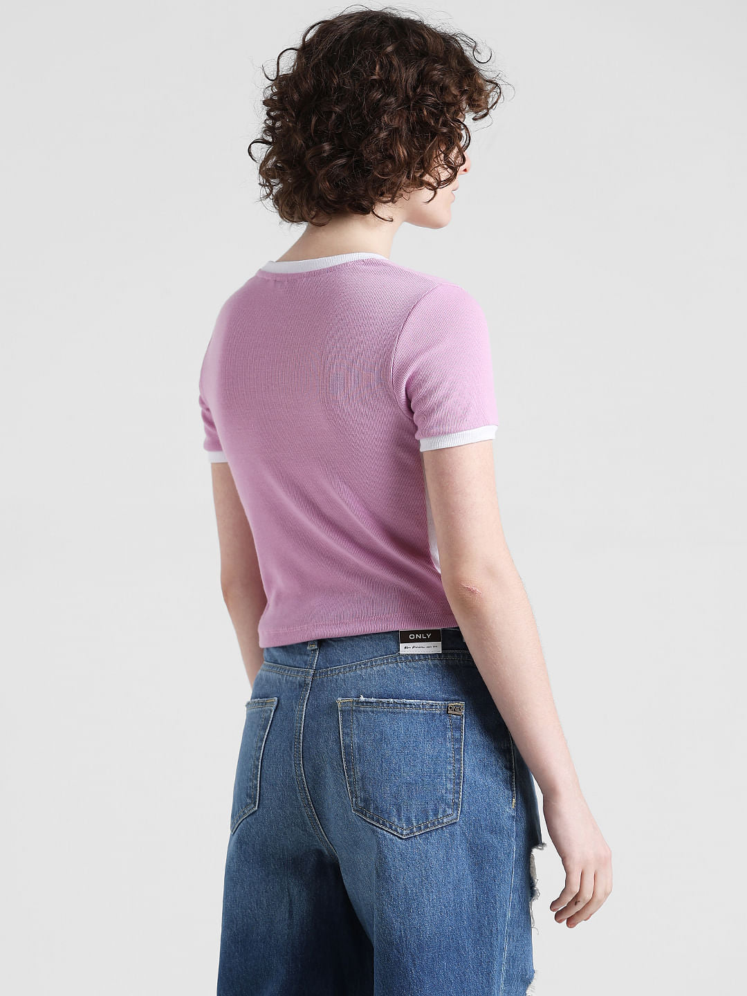 Lavender Ribbed Cropped Top