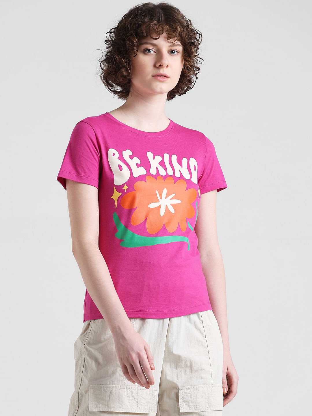 Pink Typographic Print T-Shirt