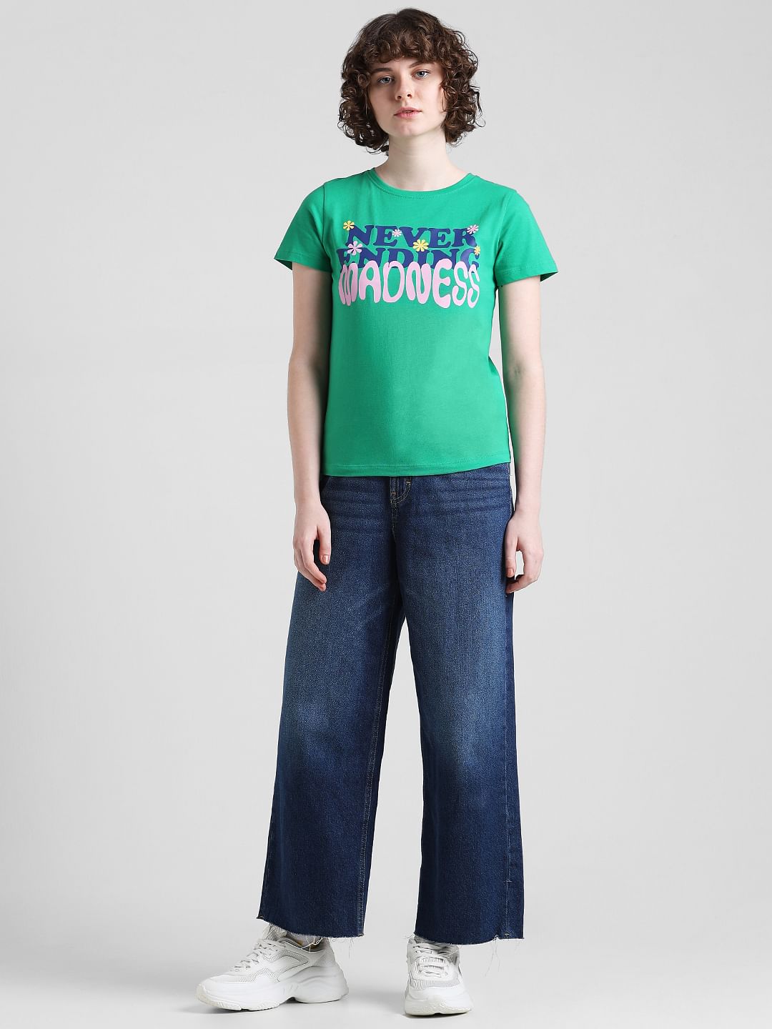 Green Cotton Printed T-Shirt