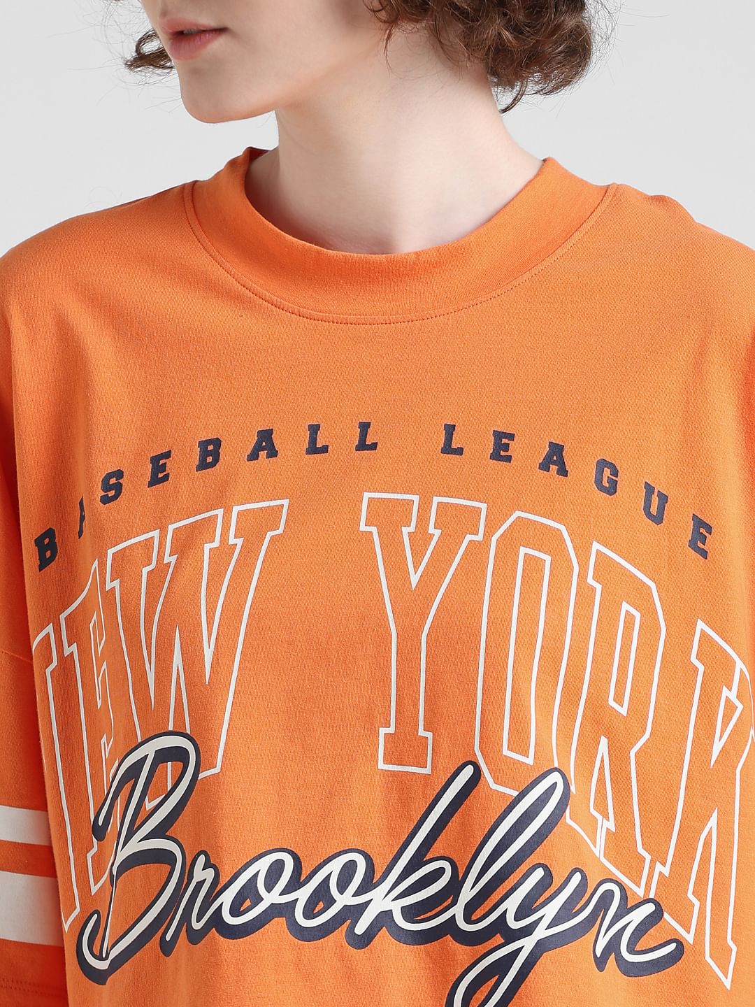 Orange Printed Oversized T-Shirt