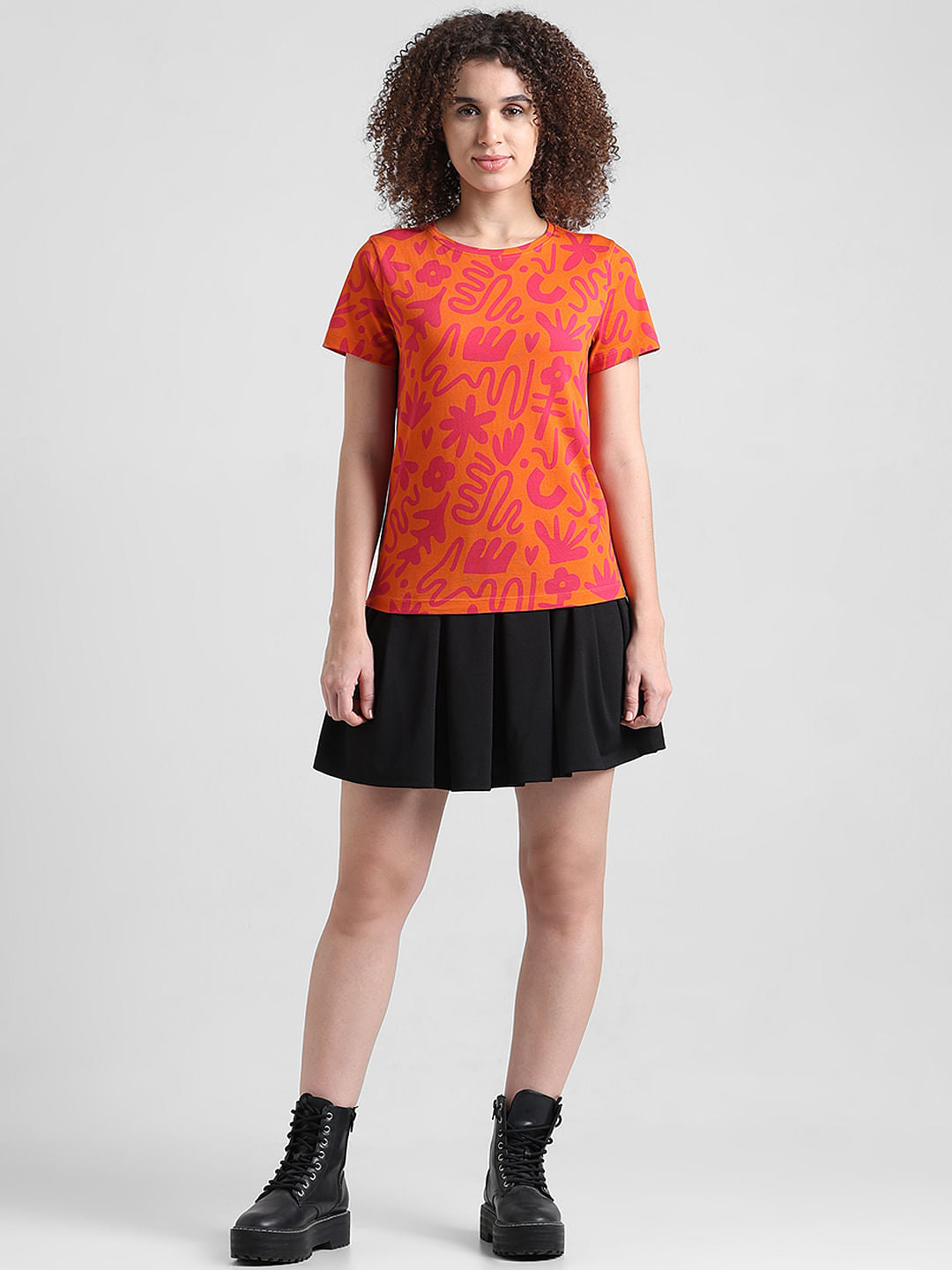 Orange Printed T-Shirt