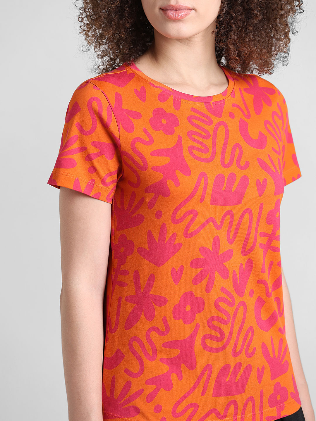 Orange Printed T-Shirt
