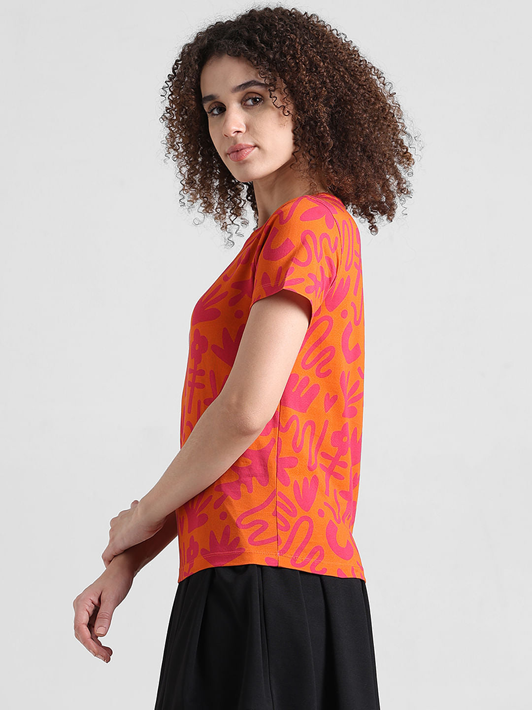 Orange Printed T-Shirt