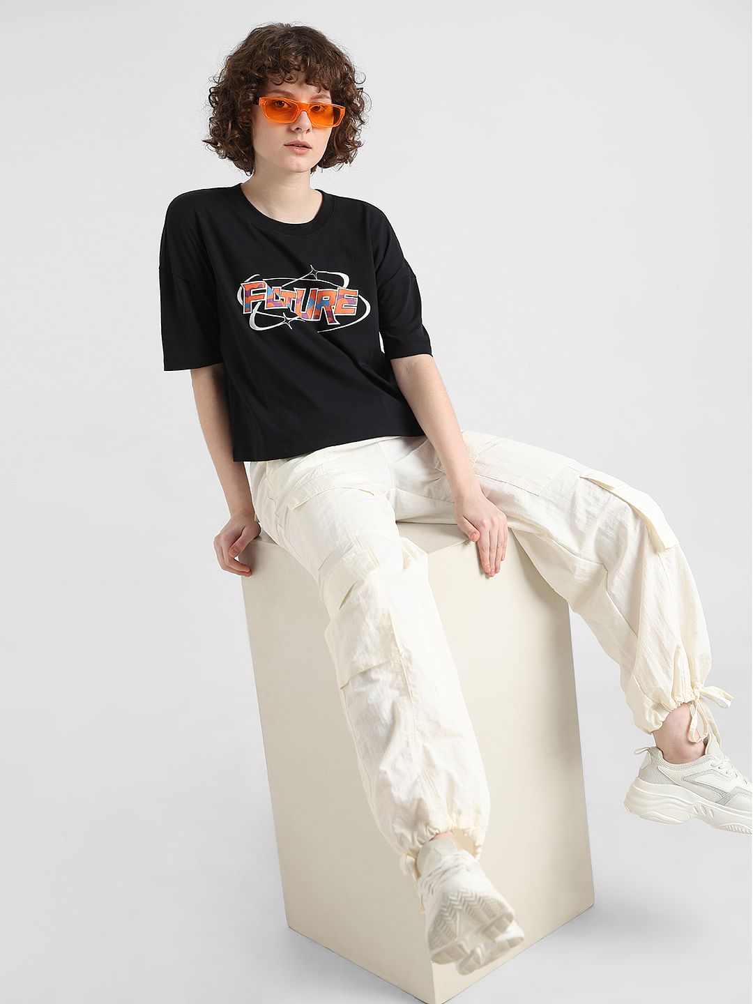 Black Printed Boxy Fit T-Shirt