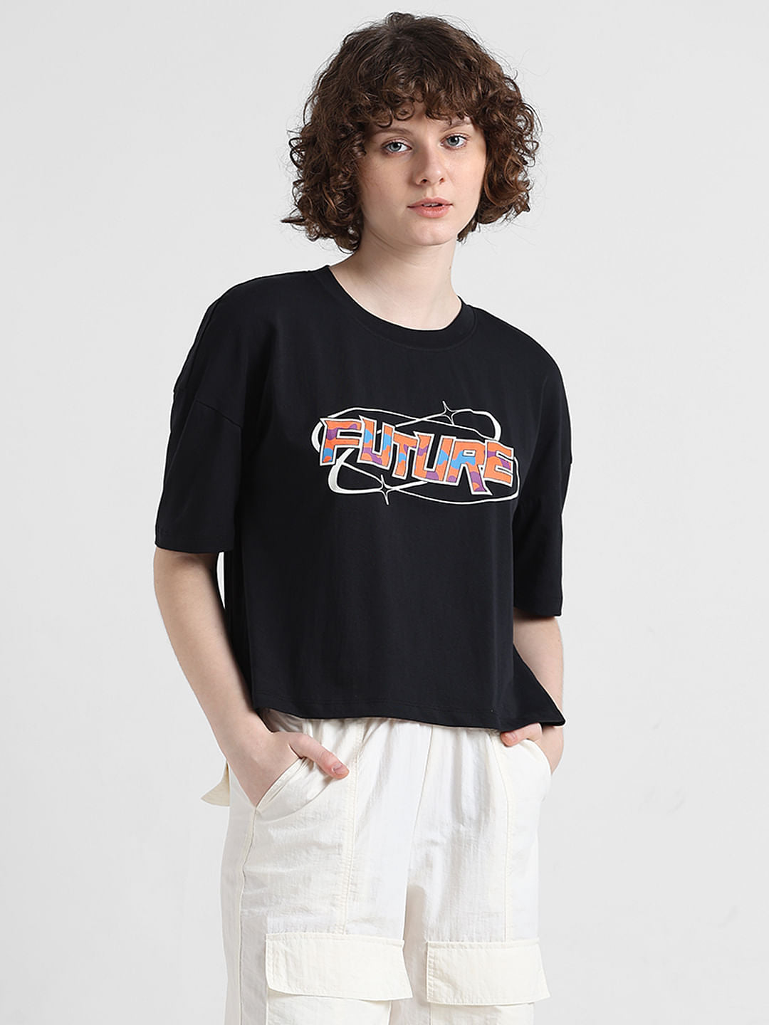 Black Printed Boxy Fit T-Shirt