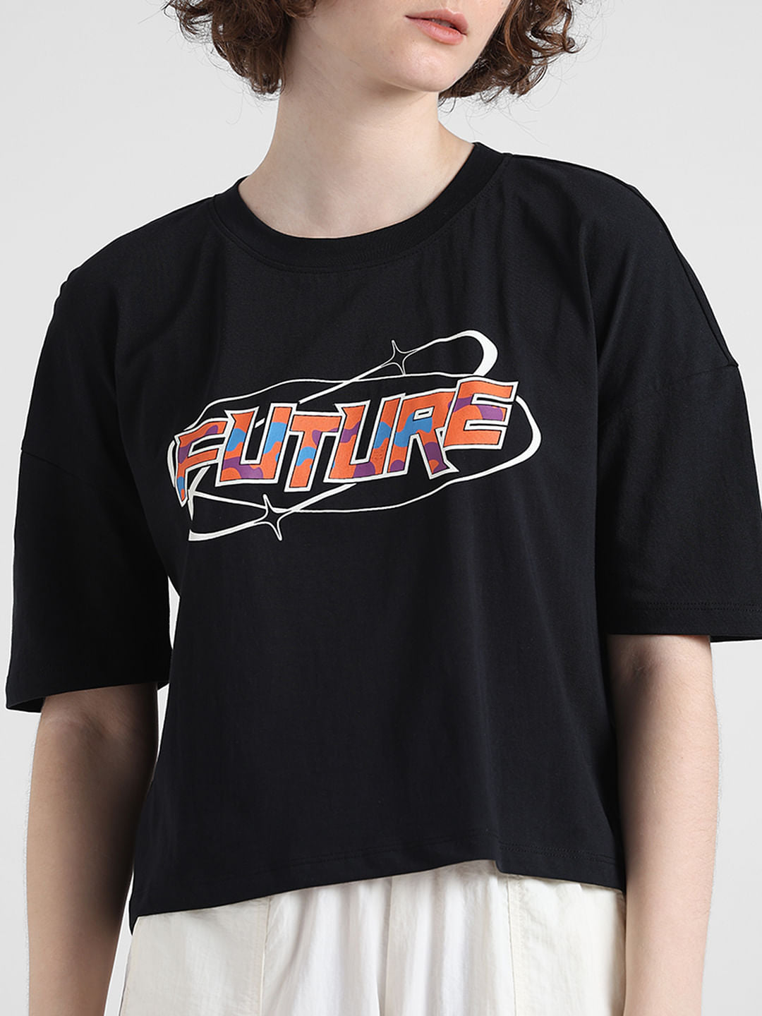 Black Printed Boxy Fit T-Shirt