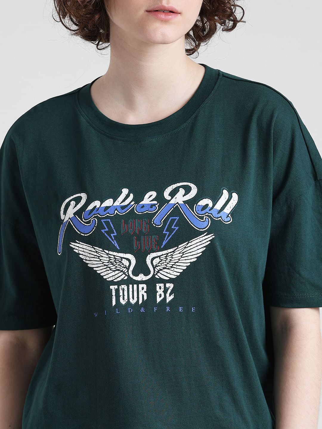 Green Graphic Print Boxy T-Shirt