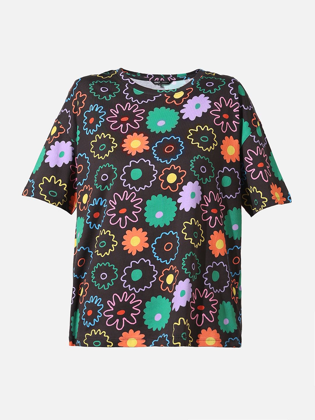 Black Floral Print T-Shirt