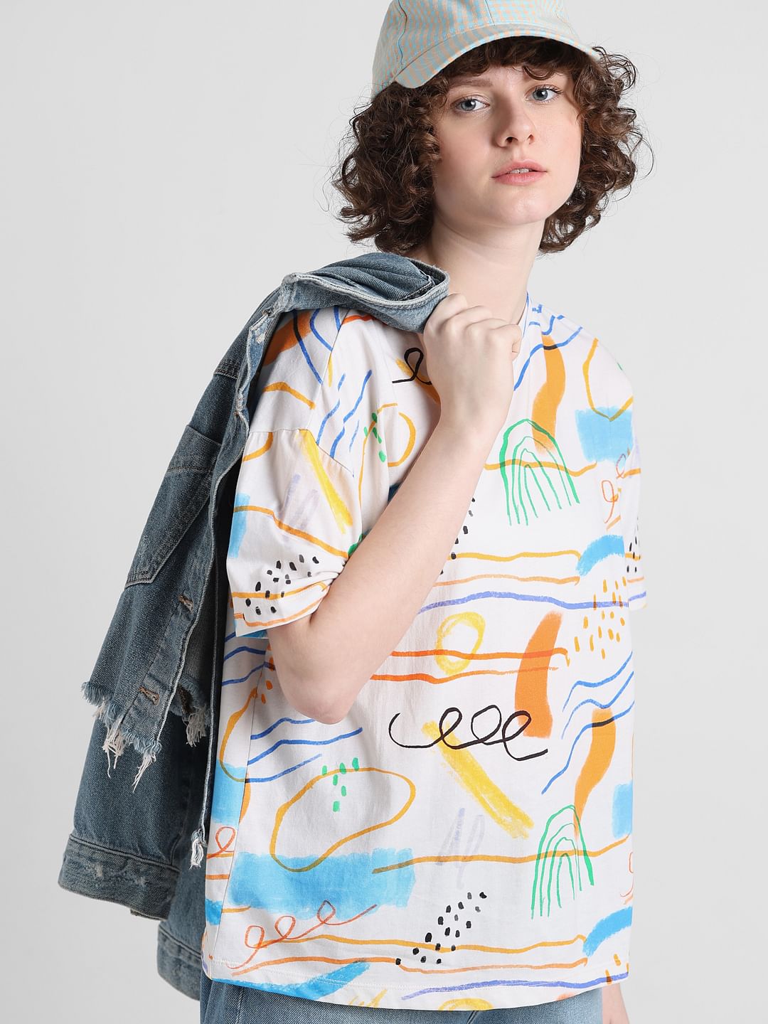 White Printed Cotton T-Shirt