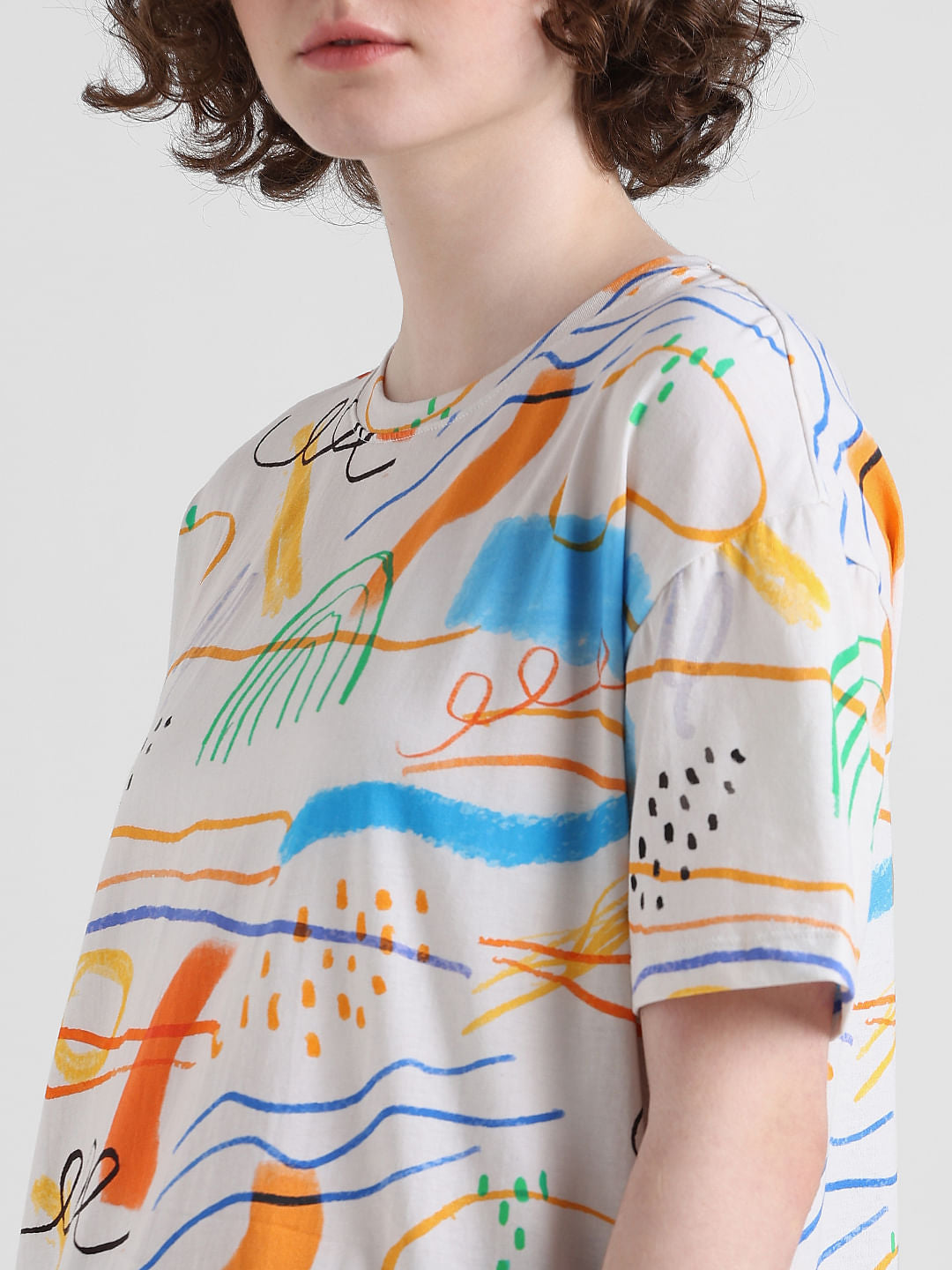 White Printed Cotton T-Shirt