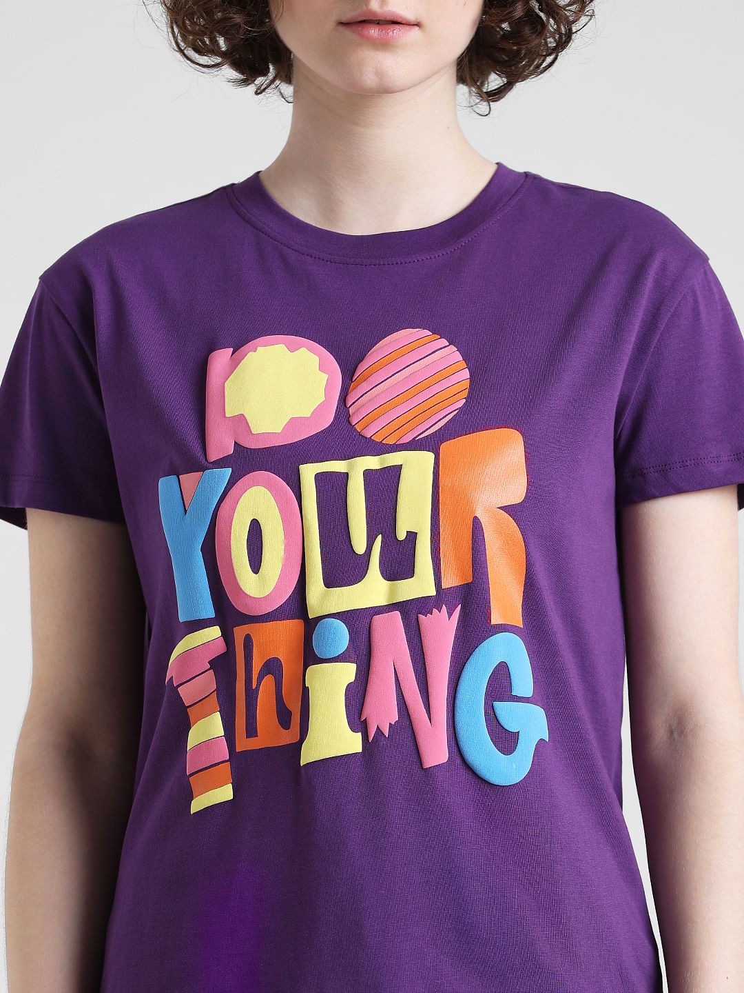 Purple Graphic Print T-Shirt