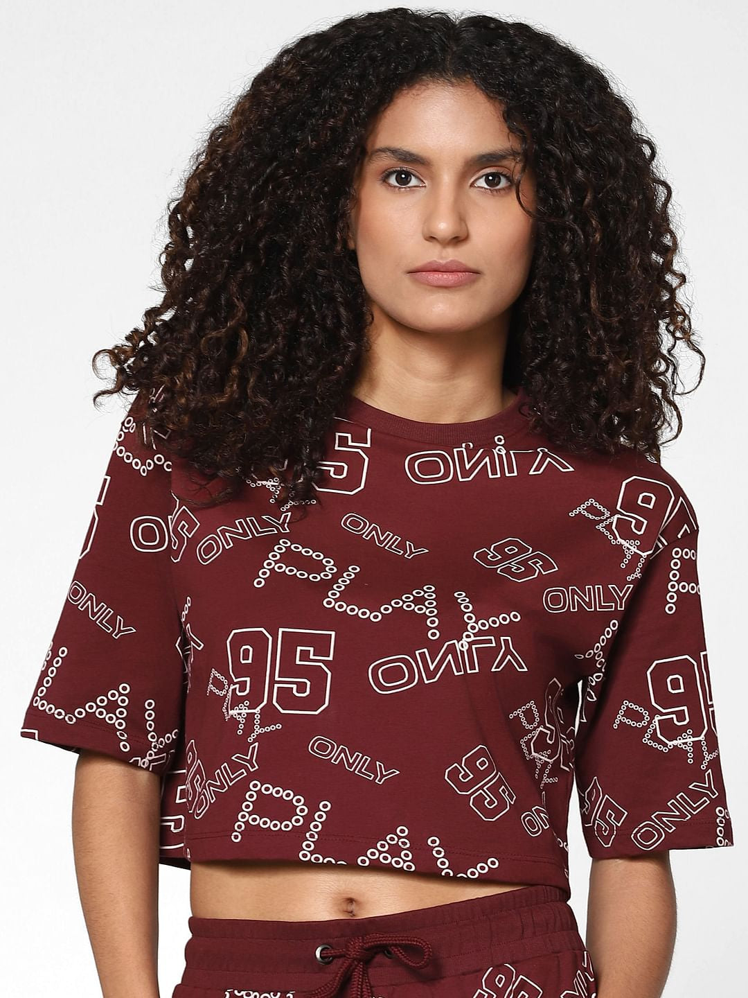 Maroon All Over Print Co-Ord Set T-Shirt