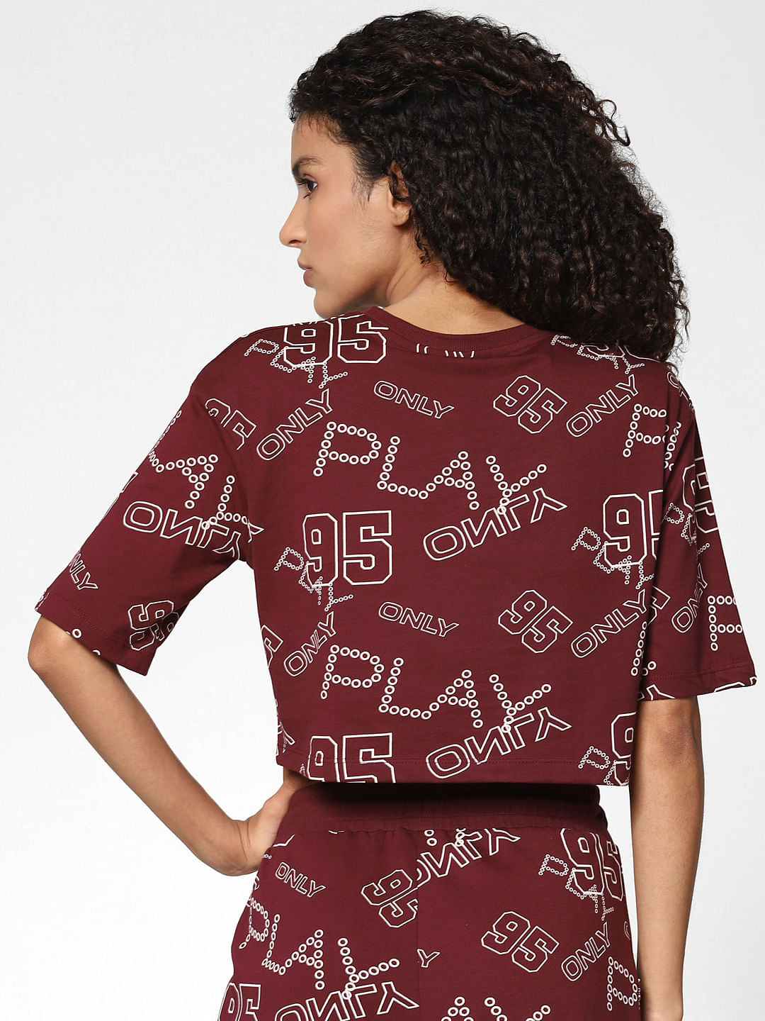 Maroon All Over Print Co-Ord Set T-Shirt