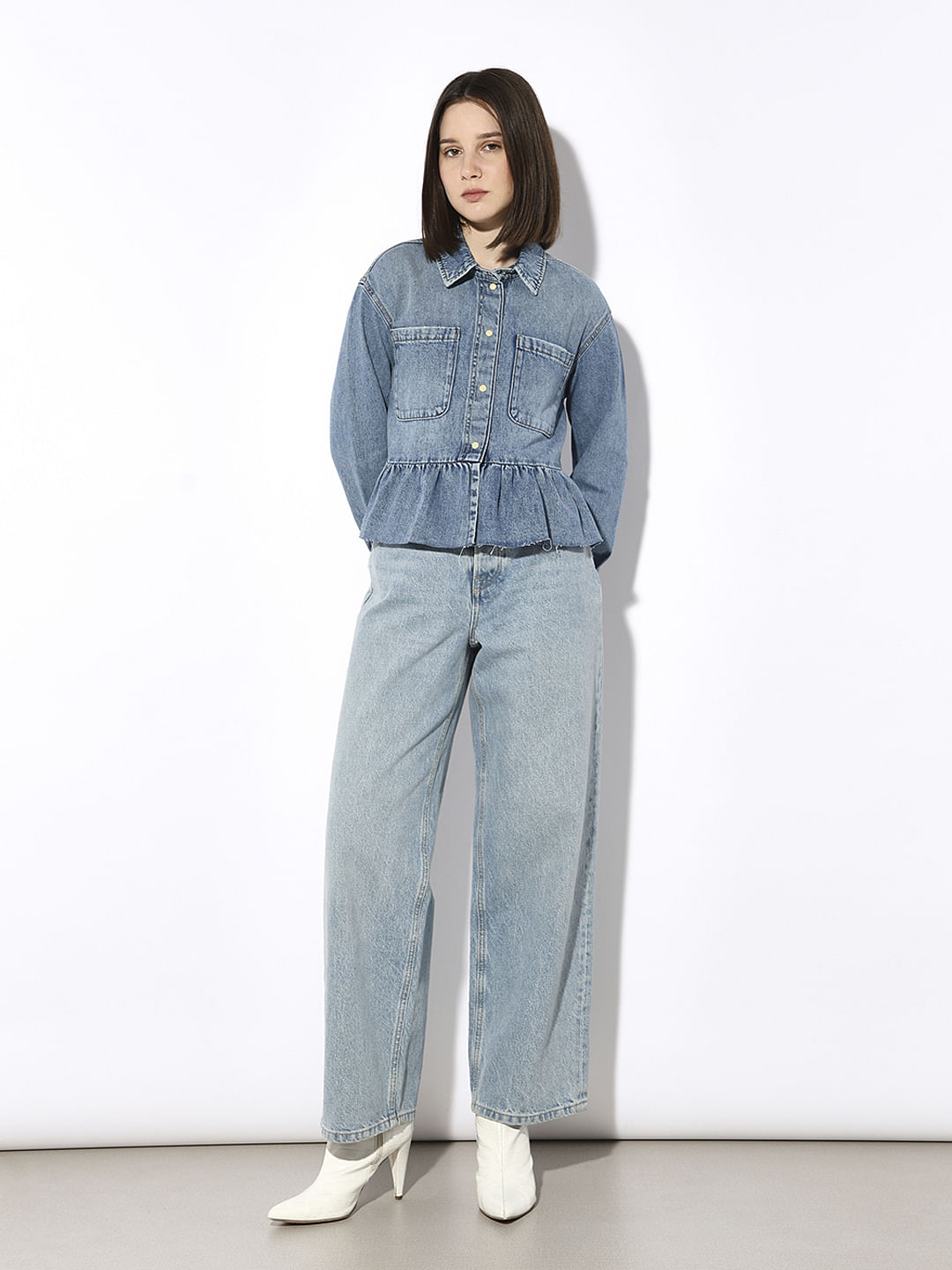 Blue Frill Denim Shirt