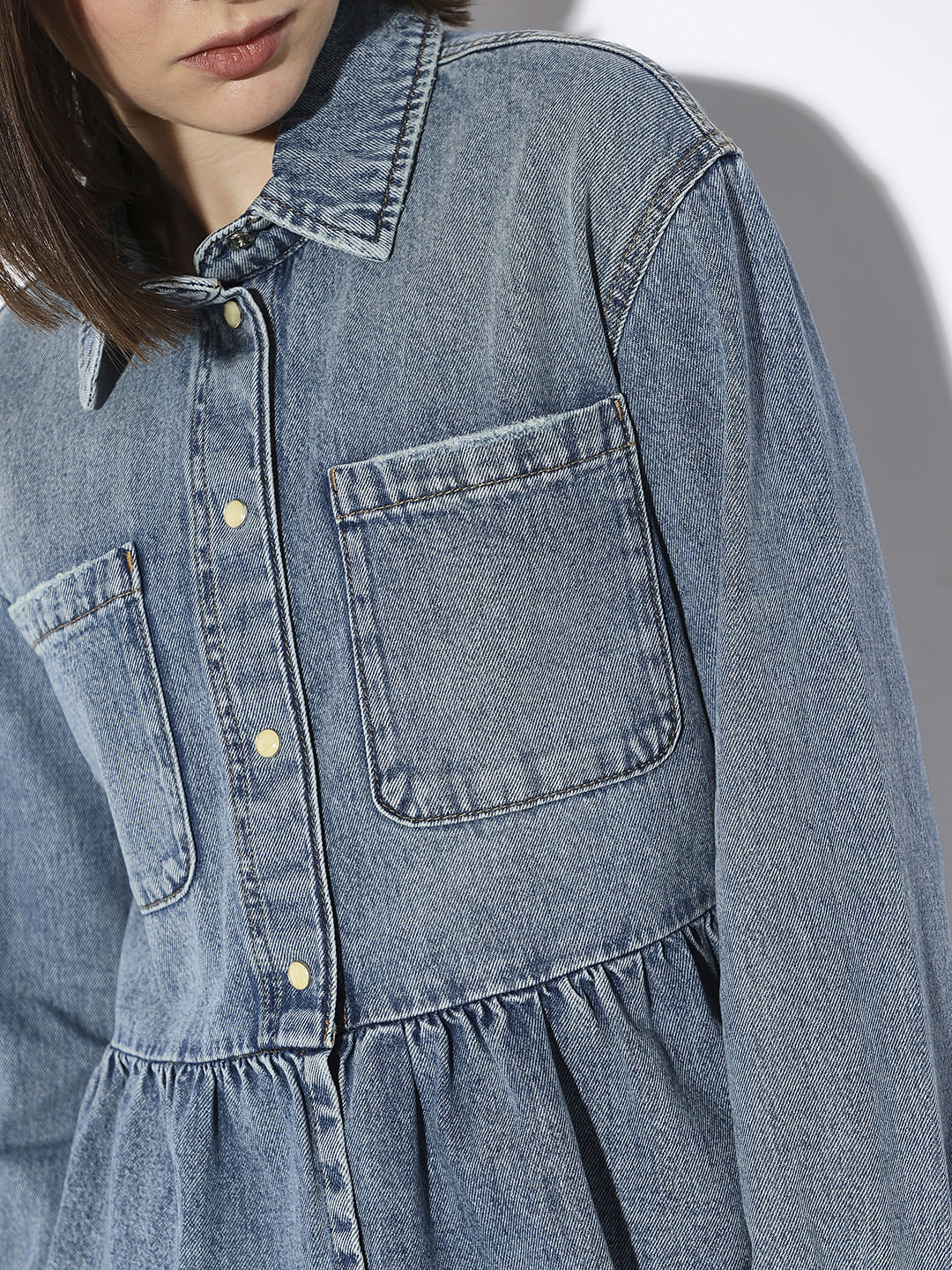 Blue Frill Denim Shirt