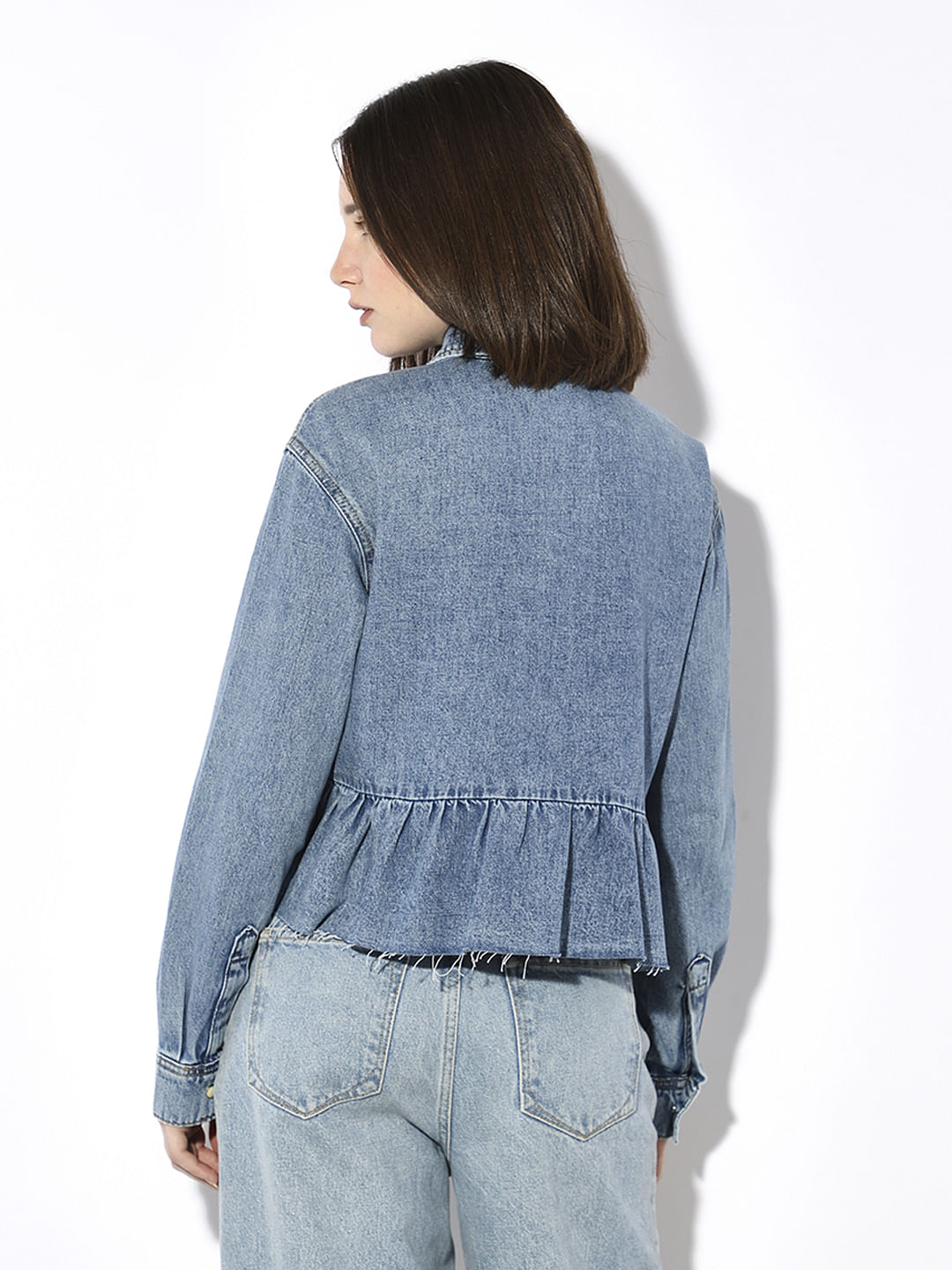 Blue Frill Denim Shirt