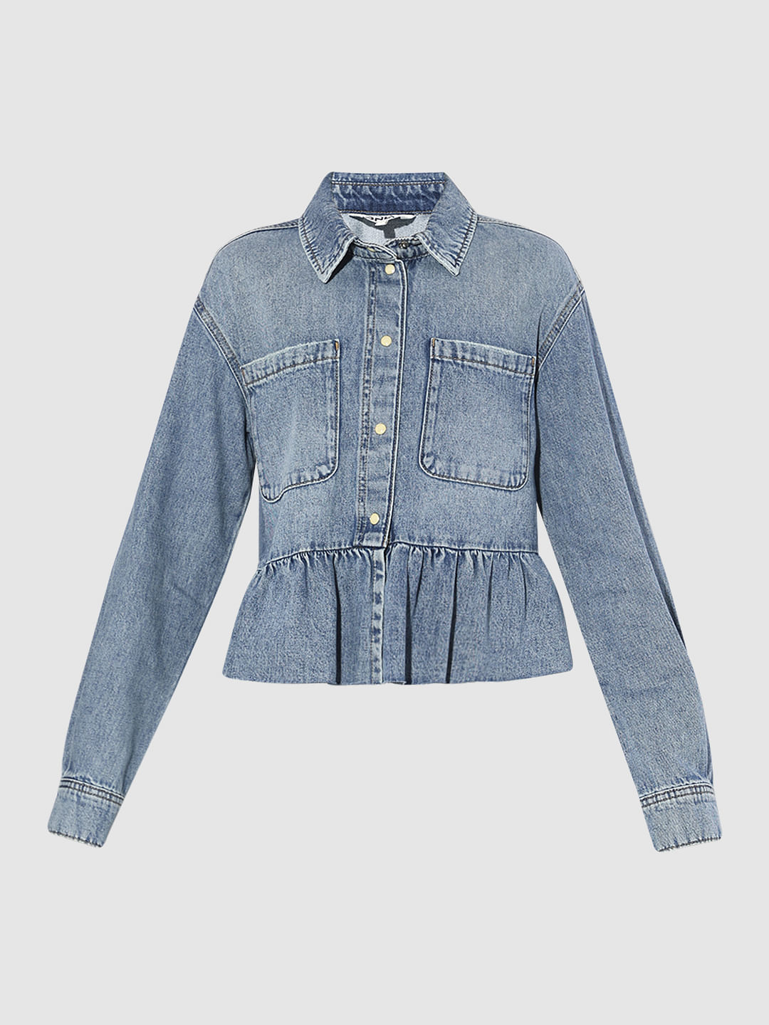 Blue Frill Denim Shirt