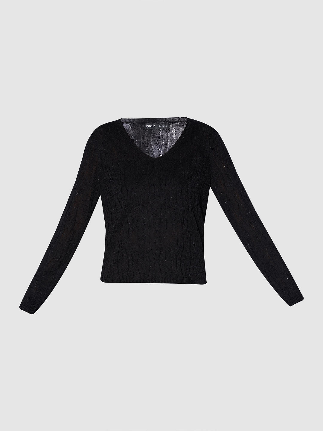 Black Glitter Sheer Pullover