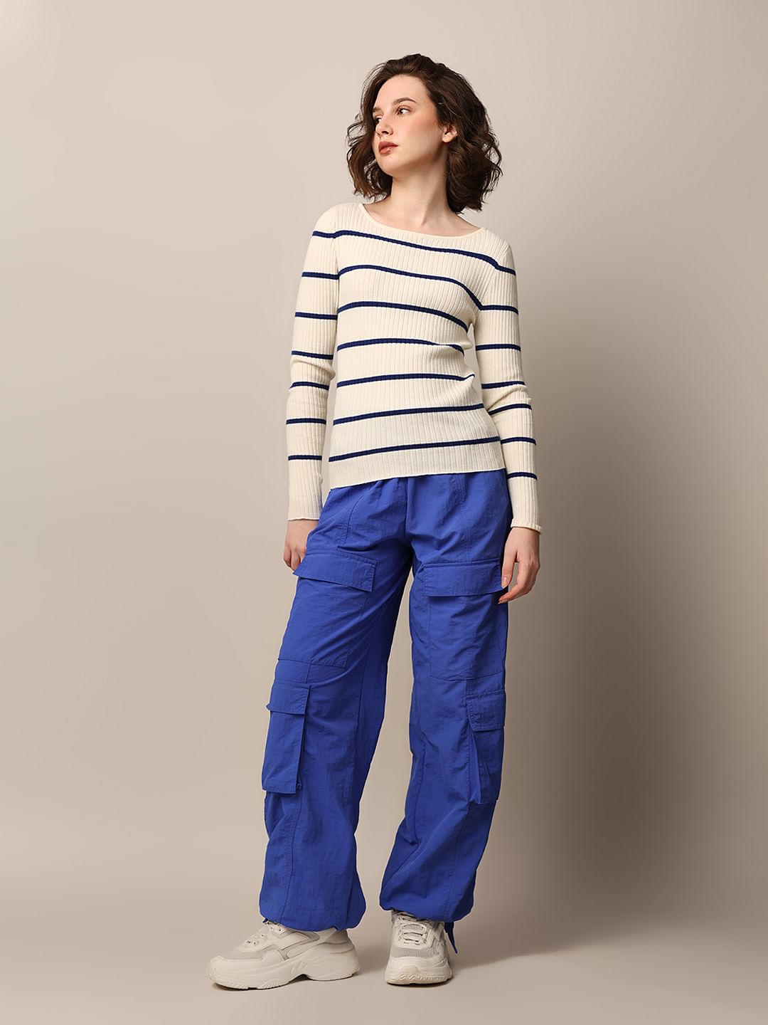 Cream Ribbed Boatneck Pullover