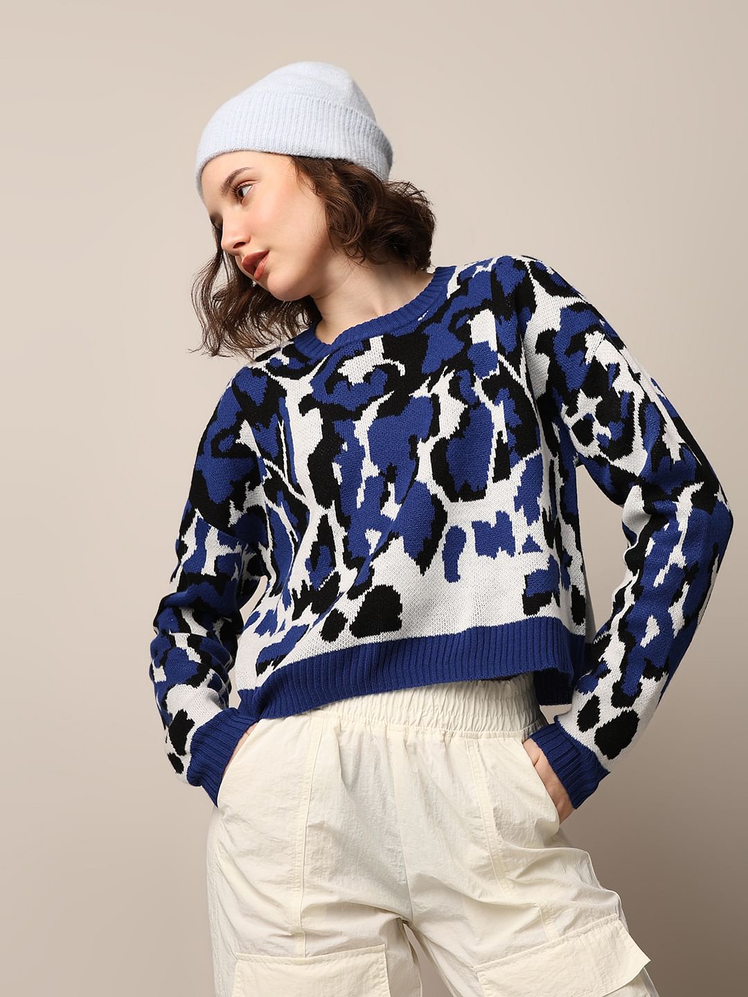 Black Jacquard Knit Pullover