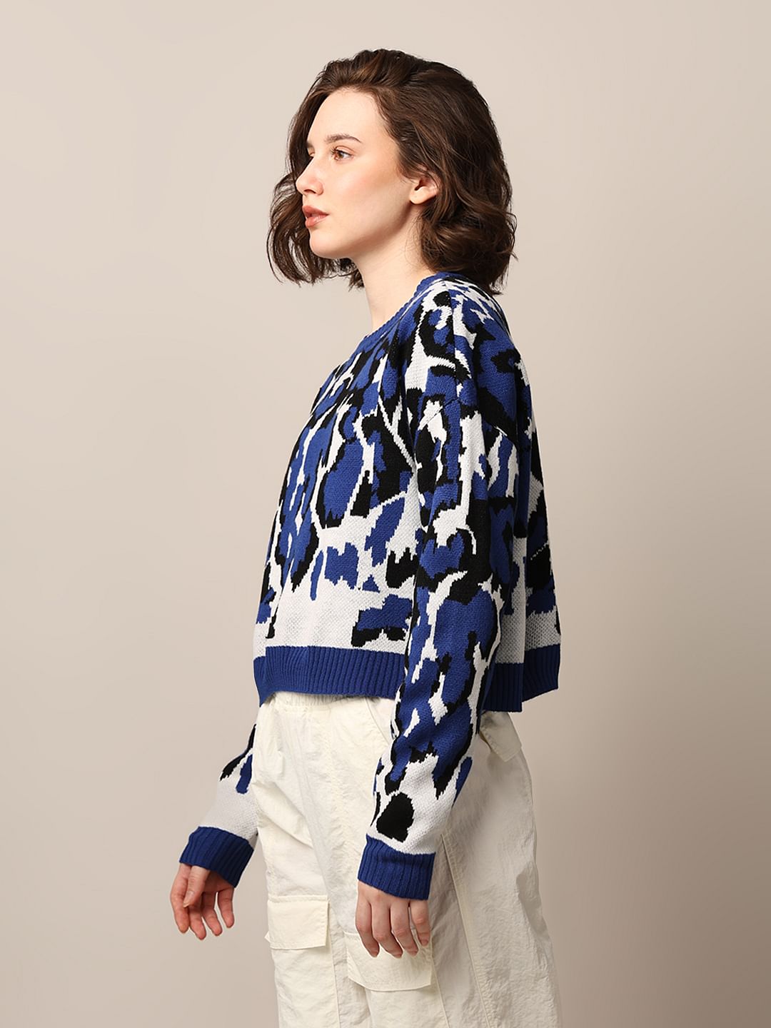 Black Jacquard Knit Pullover