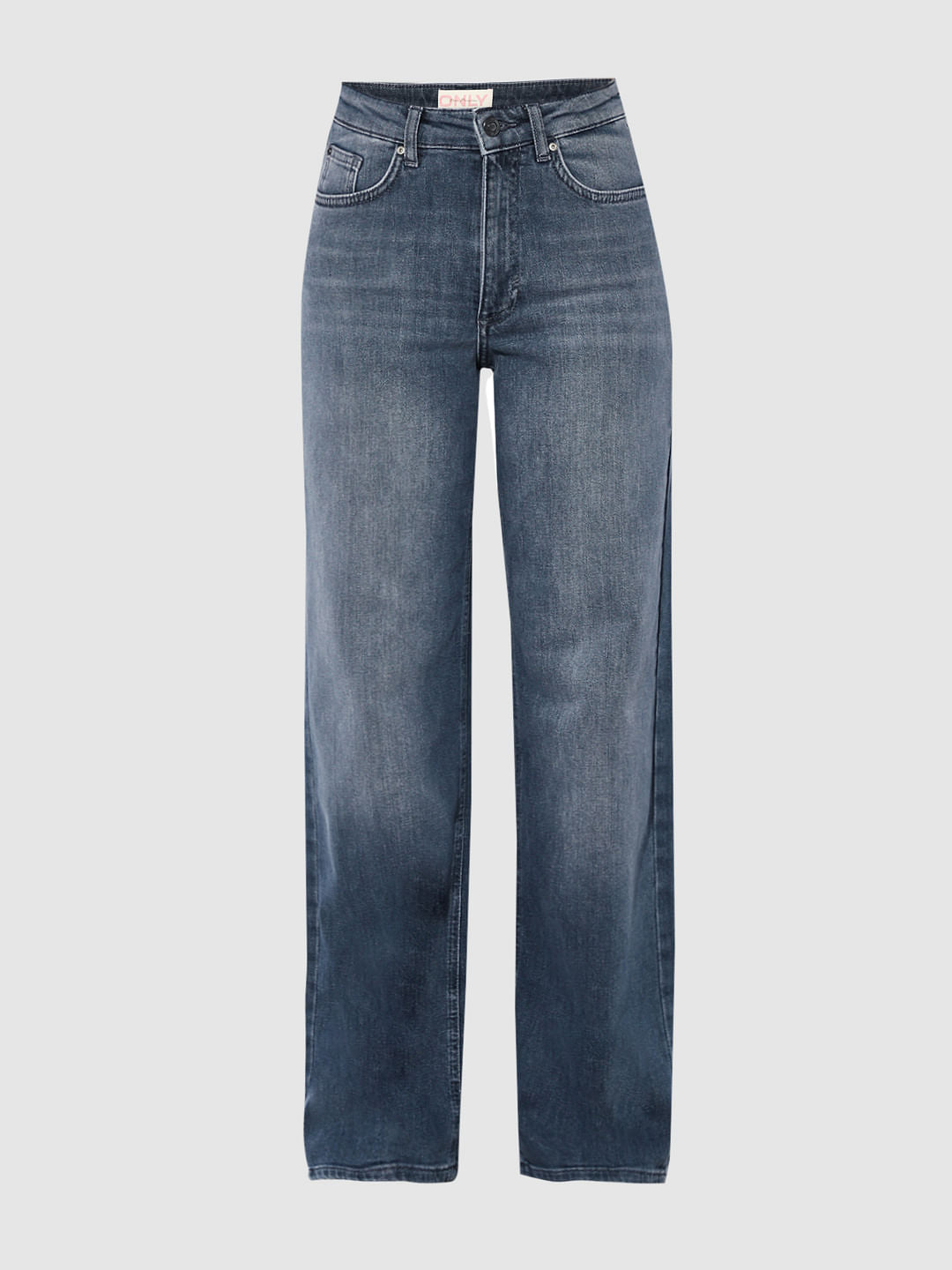 Blue High Rise Wide Leg Jeans