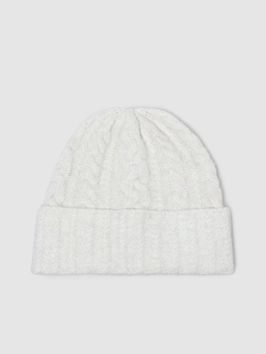 White Cable Knit Beanie