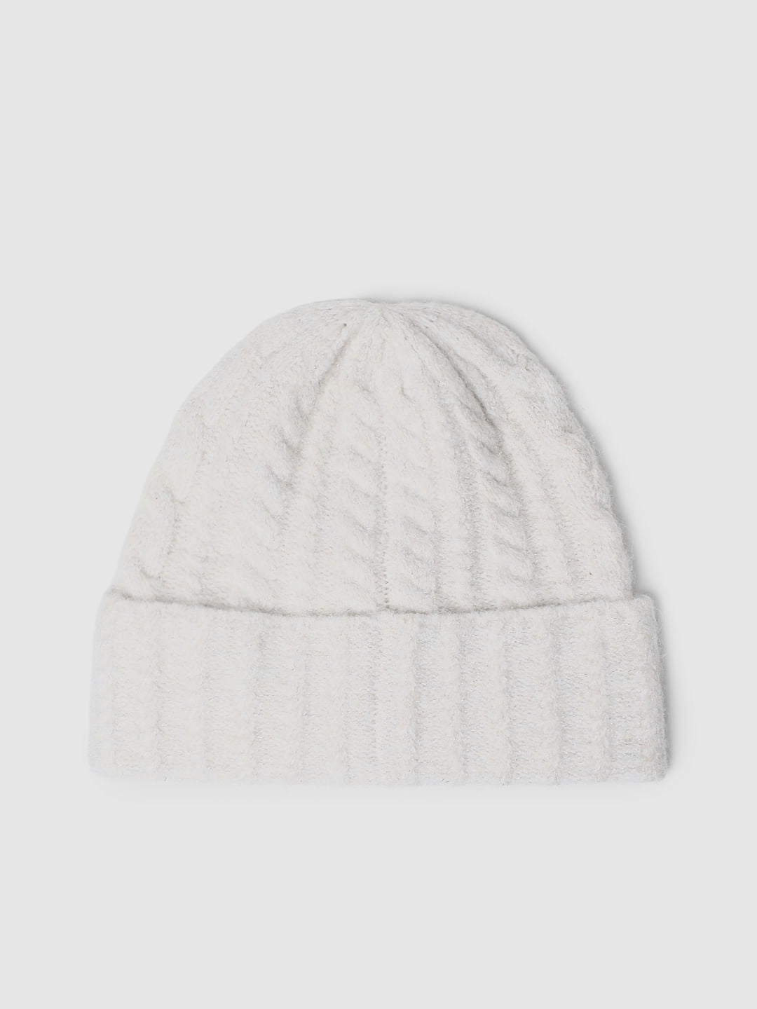 White Cable Knit Beanie