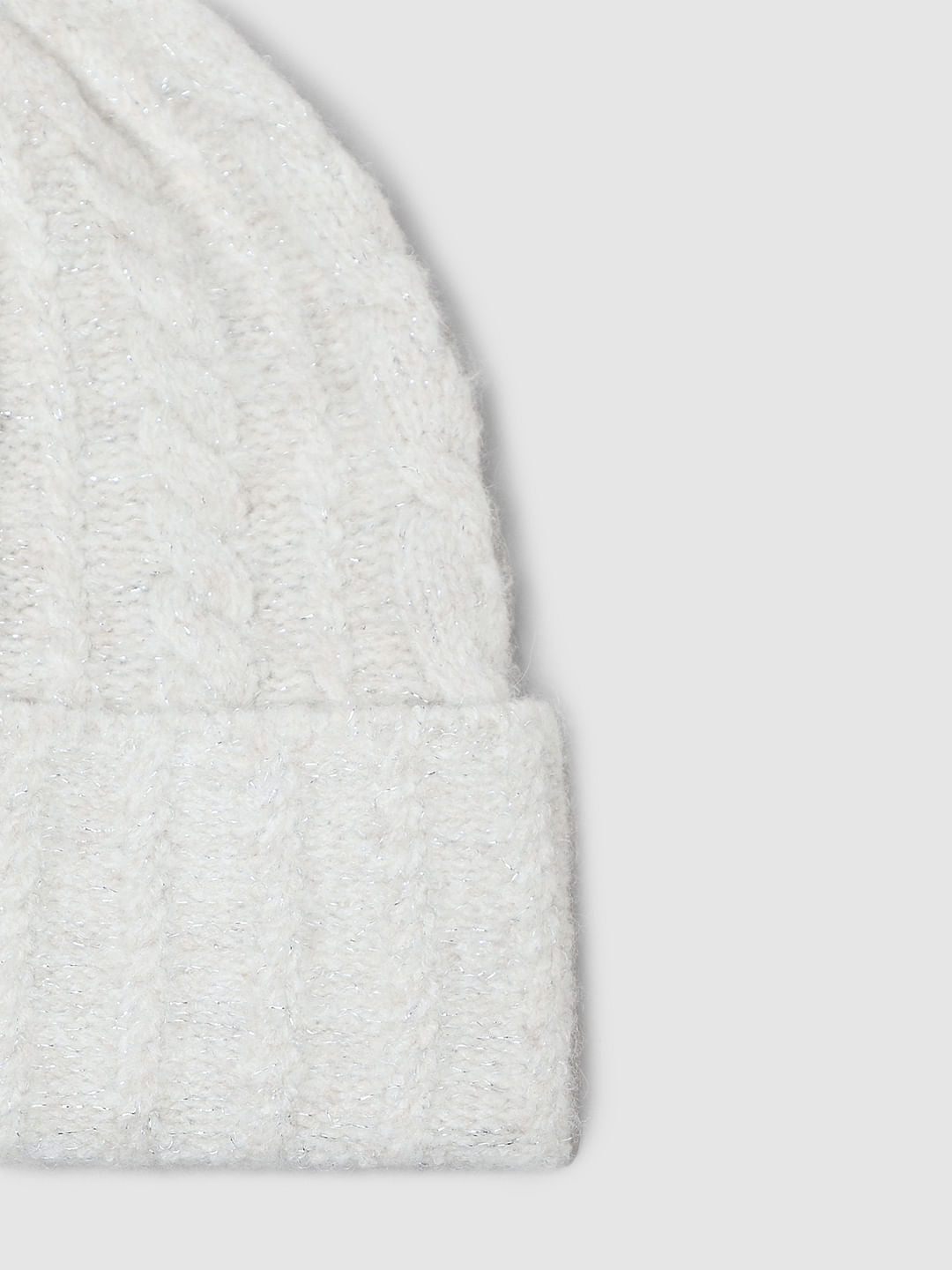 White Cable Knit Beanie