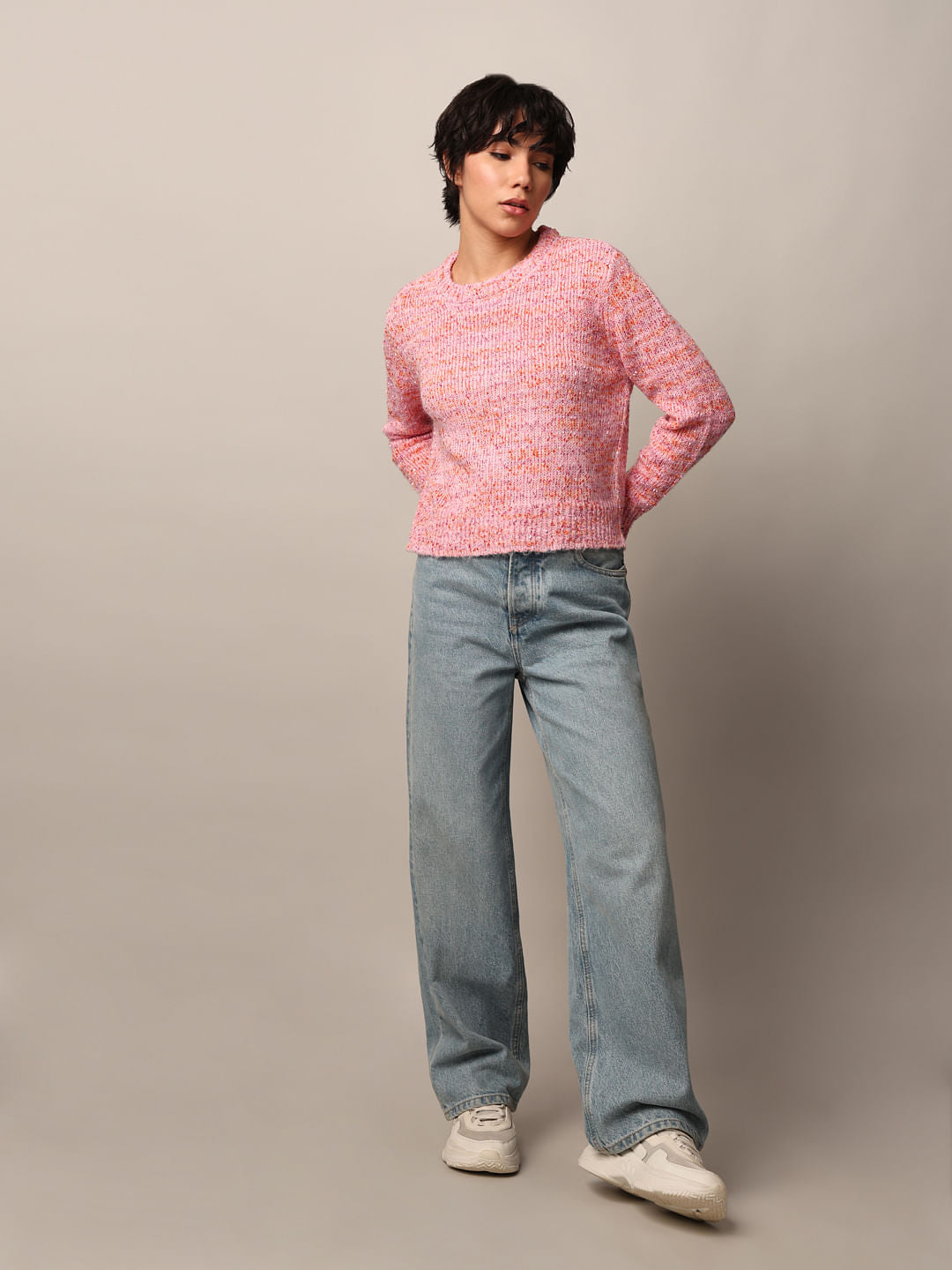 Pink Textured Fuzzy Pullover