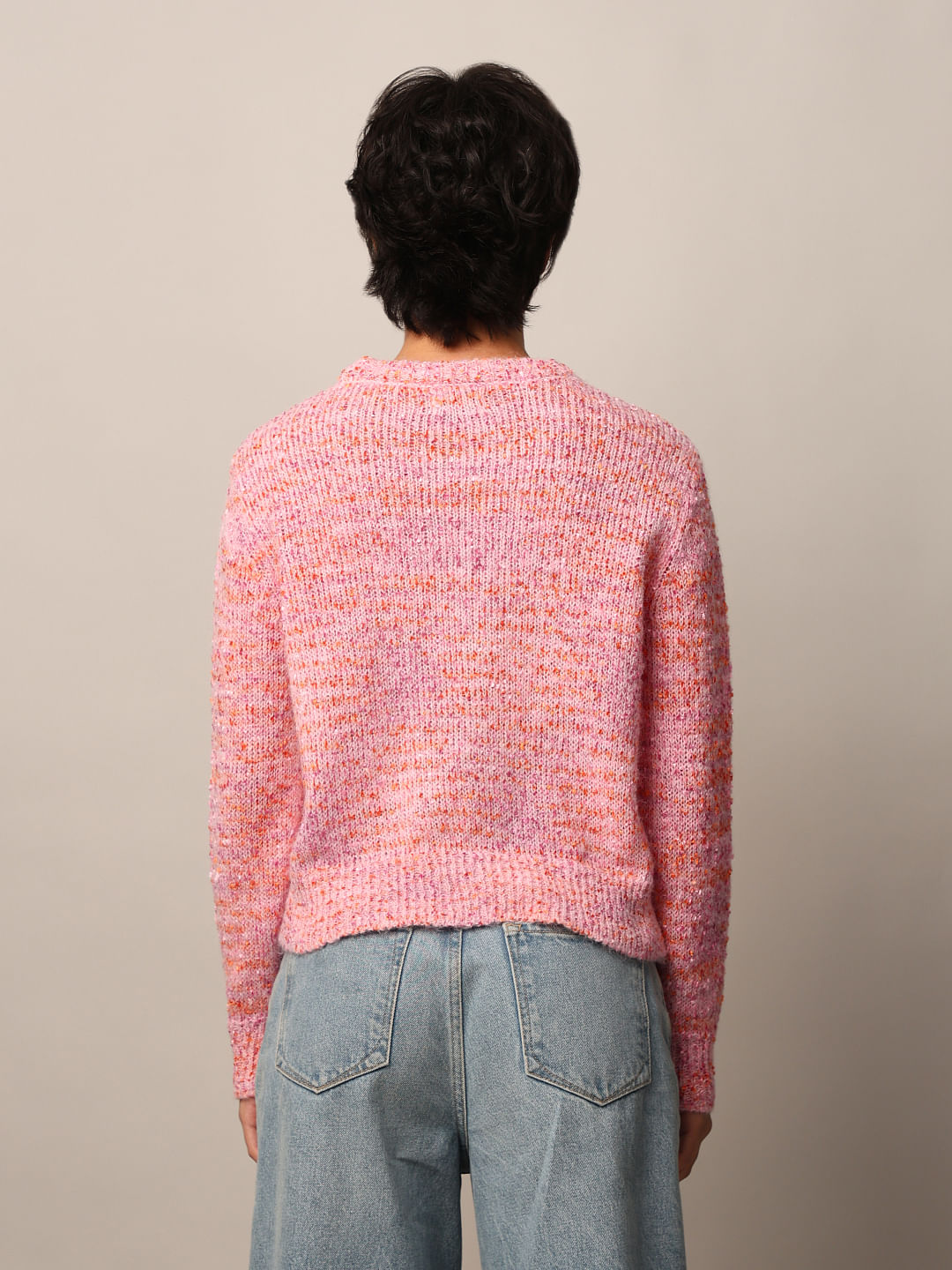 Pink Textured Fuzzy Pullover