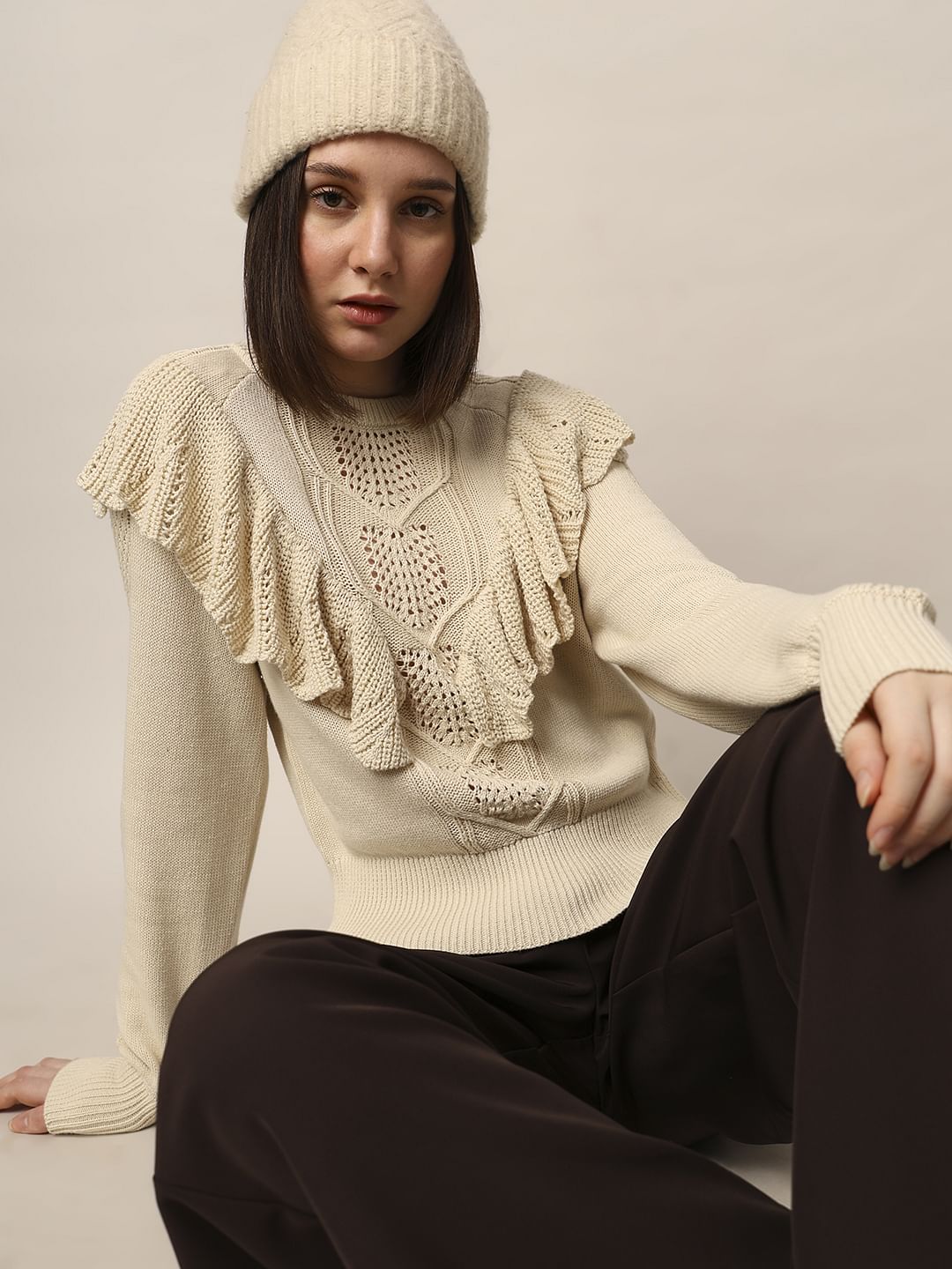 Off-White Ruffle Knitted Pullover