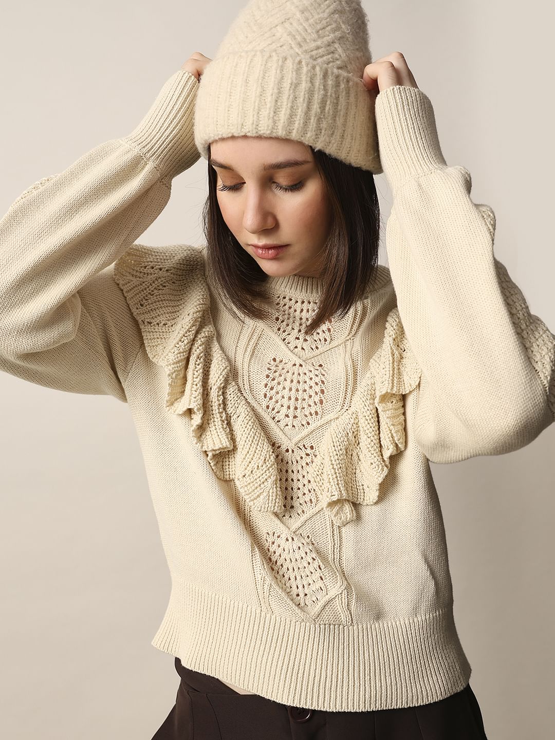 Off-White Ruffle Knitted Pullover