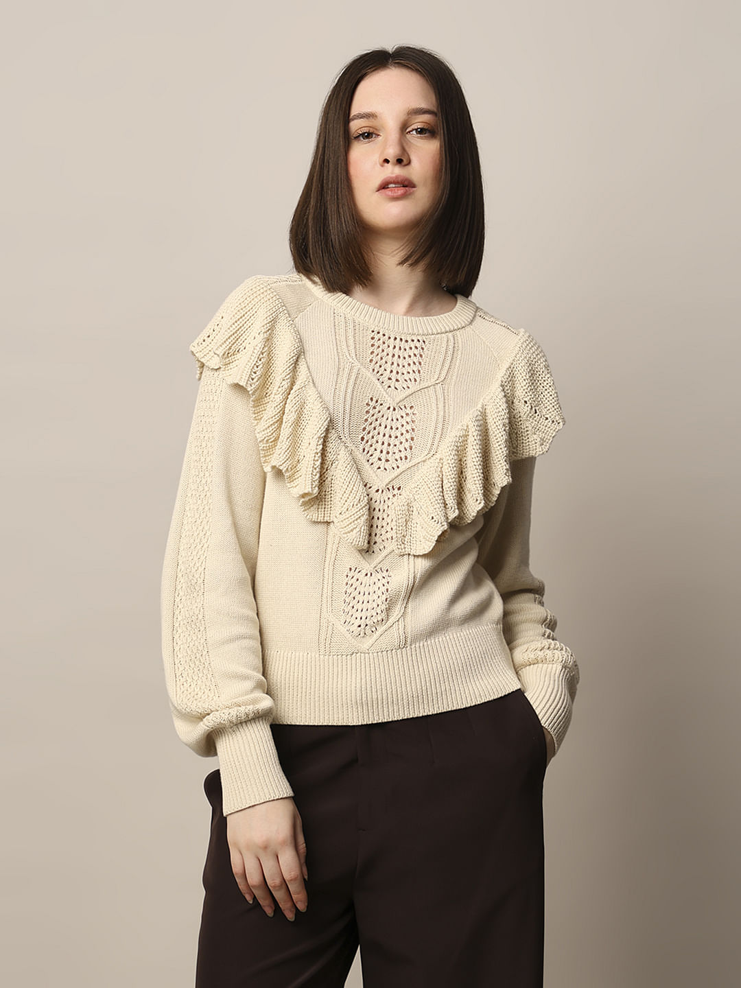 Off-White Ruffle Knitted Pullover