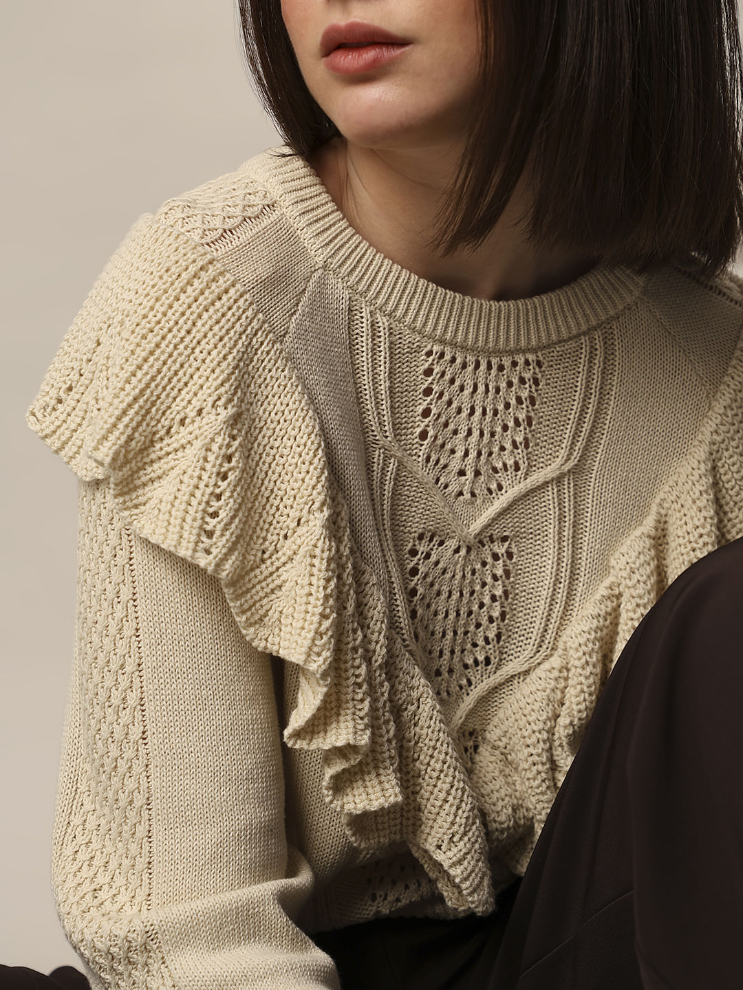 Off-White Ruffle Knitted Pullover