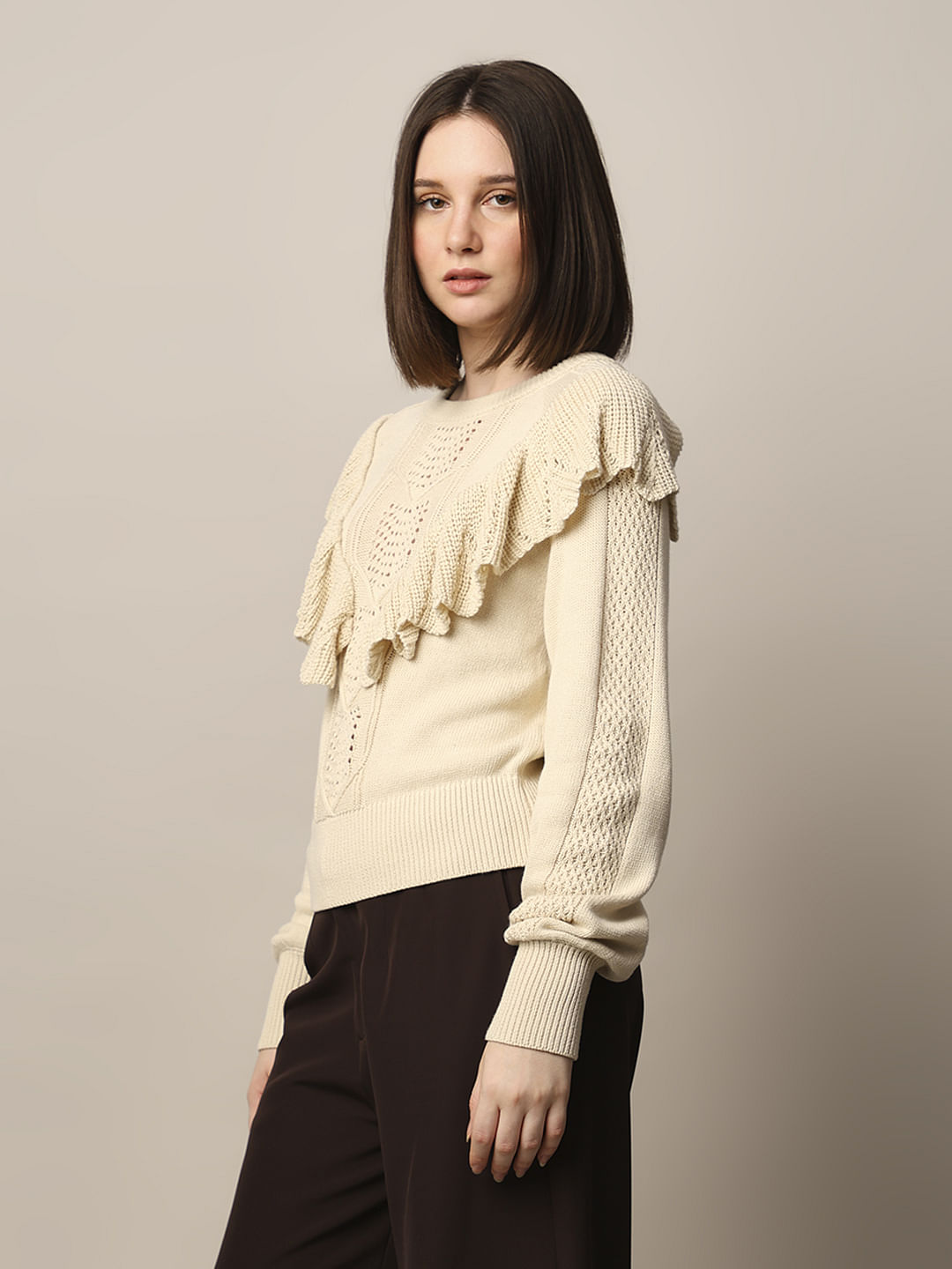 Off-White Ruffle Knitted Pullover