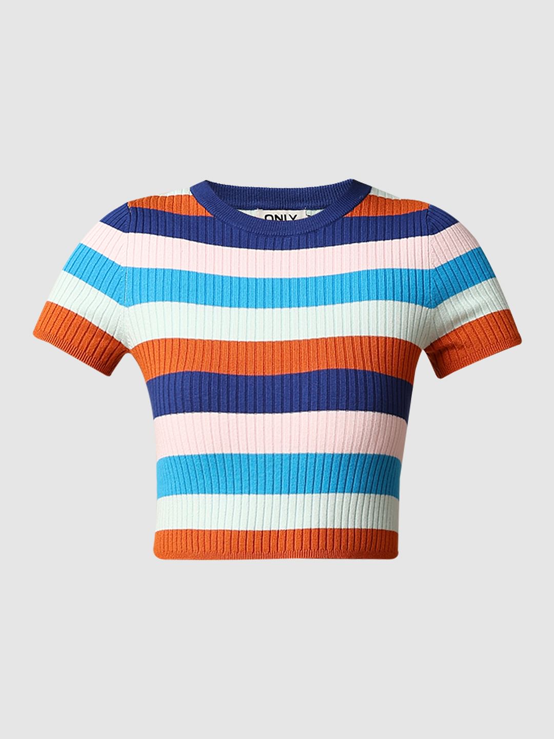 Multi-Colour Striped Cropped Pullover