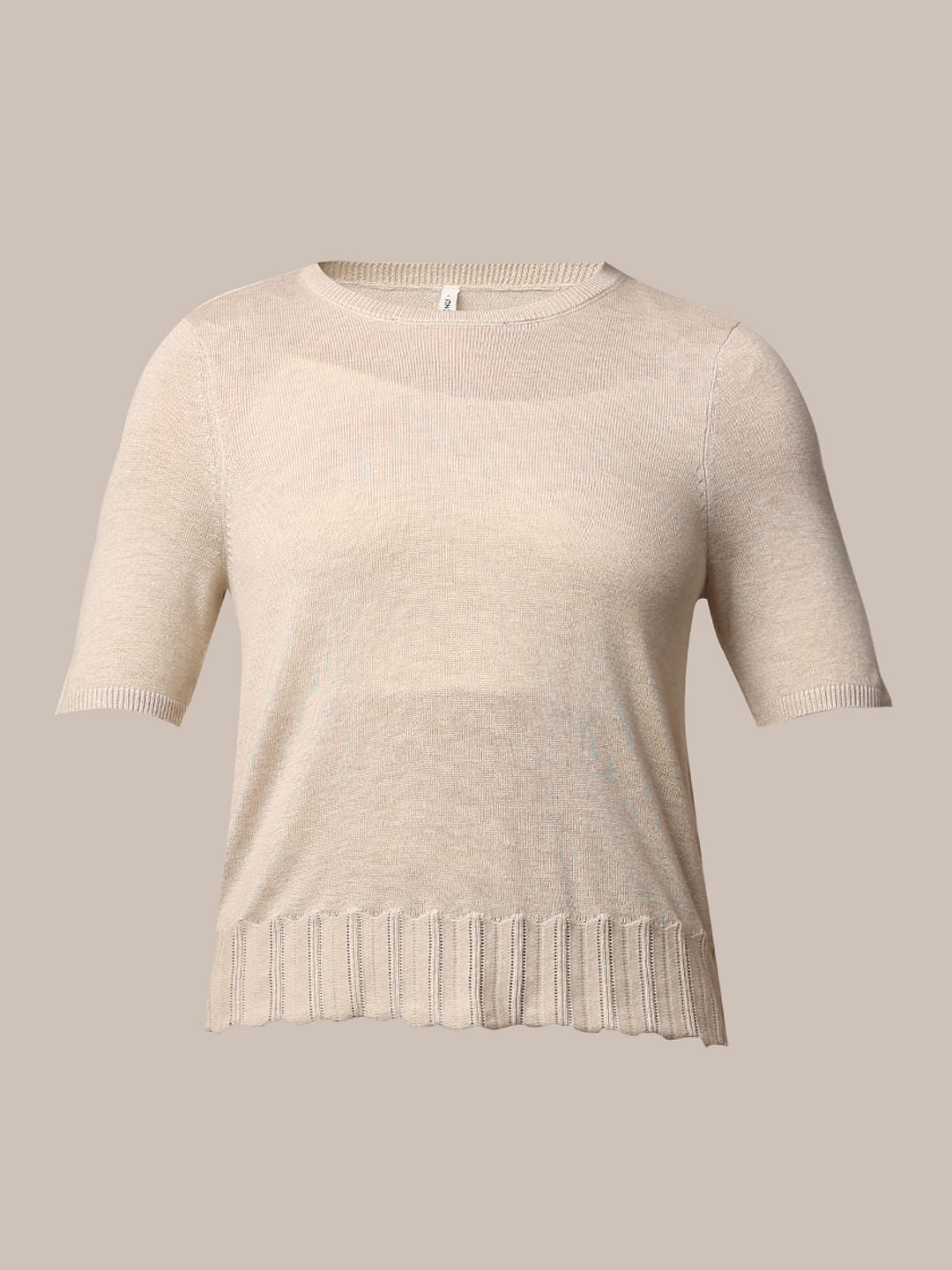 Beige Fine Knit Top