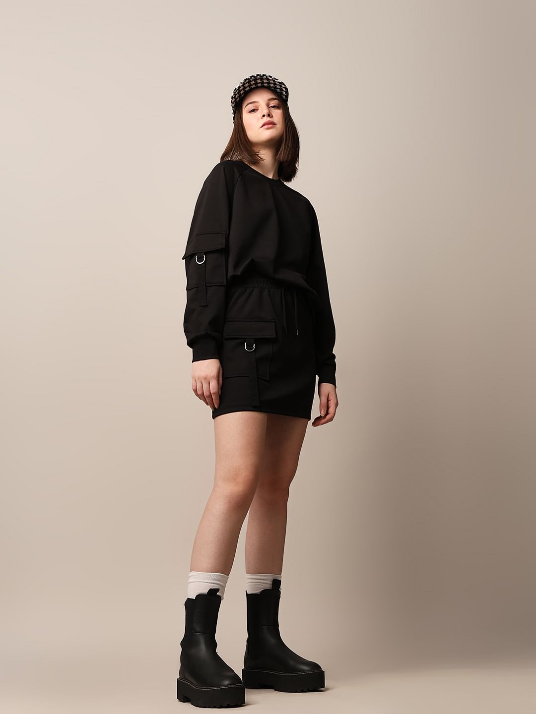 Black Co-Ord Set Cargo Skirt