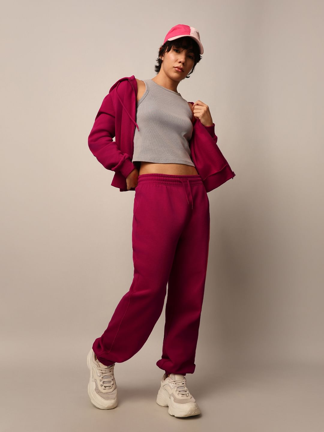 Maroon Loose Fit Co-Ord Set Sweatpants
