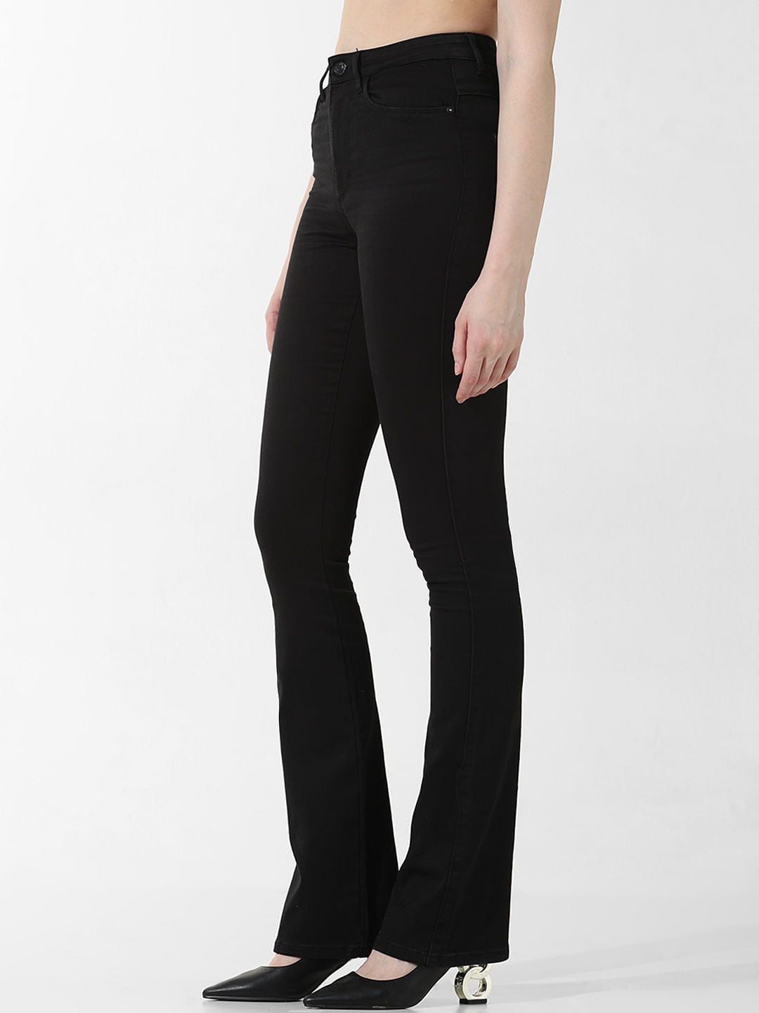 Black High Rise Flared Jeans