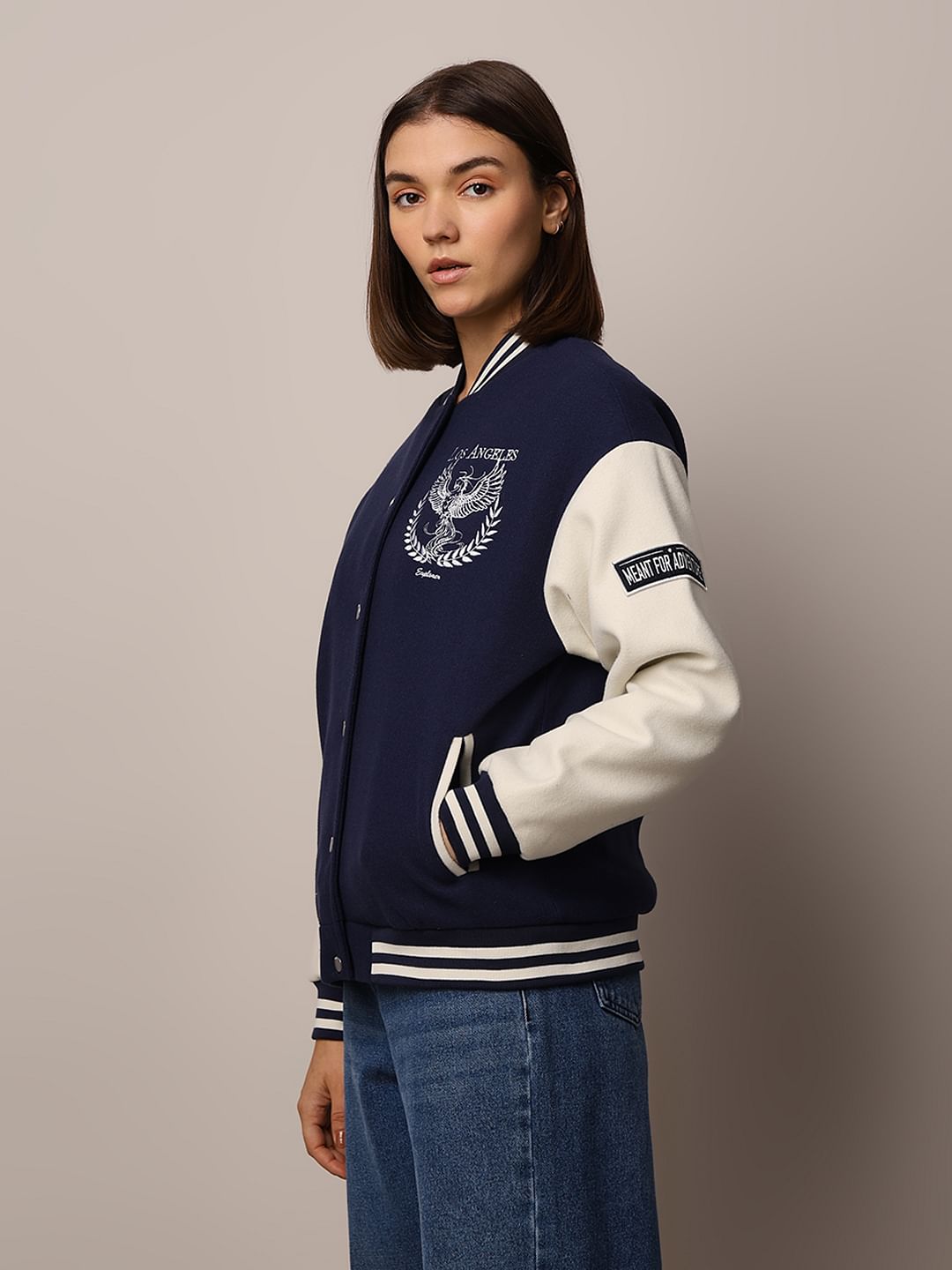 Navy Blue Varsity Bomber Jacket