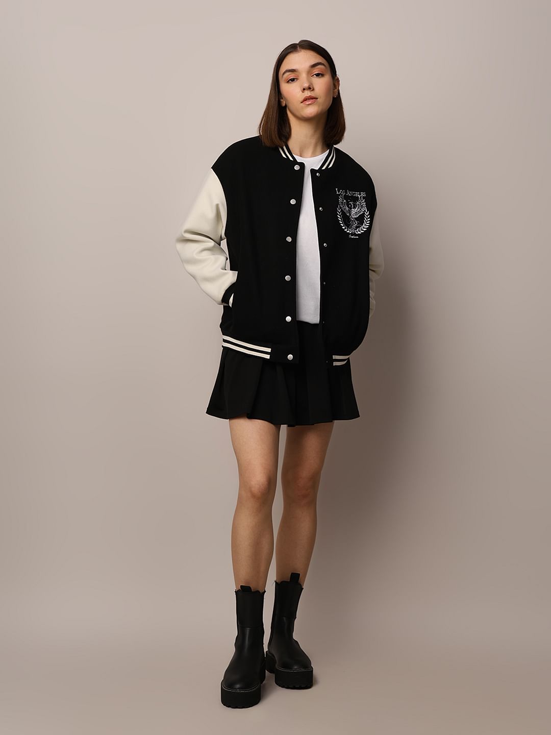 Black Varsity Bomber Jacket