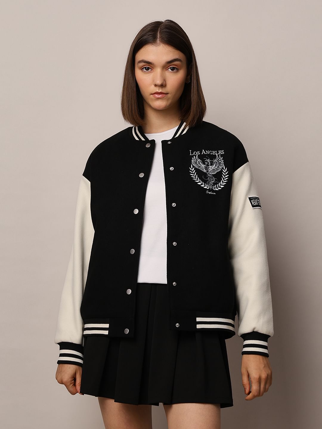 Black Varsity Bomber Jacket
