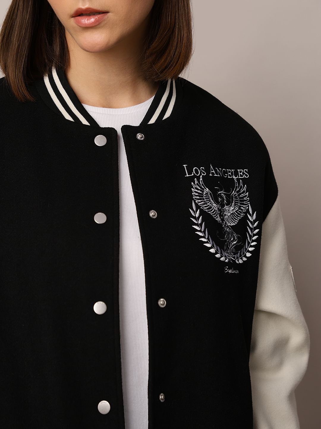 Black Varsity Bomber Jacket